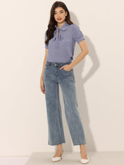 Retro Dots Bow Tie Peter Pan Collar Chiffon Blouse