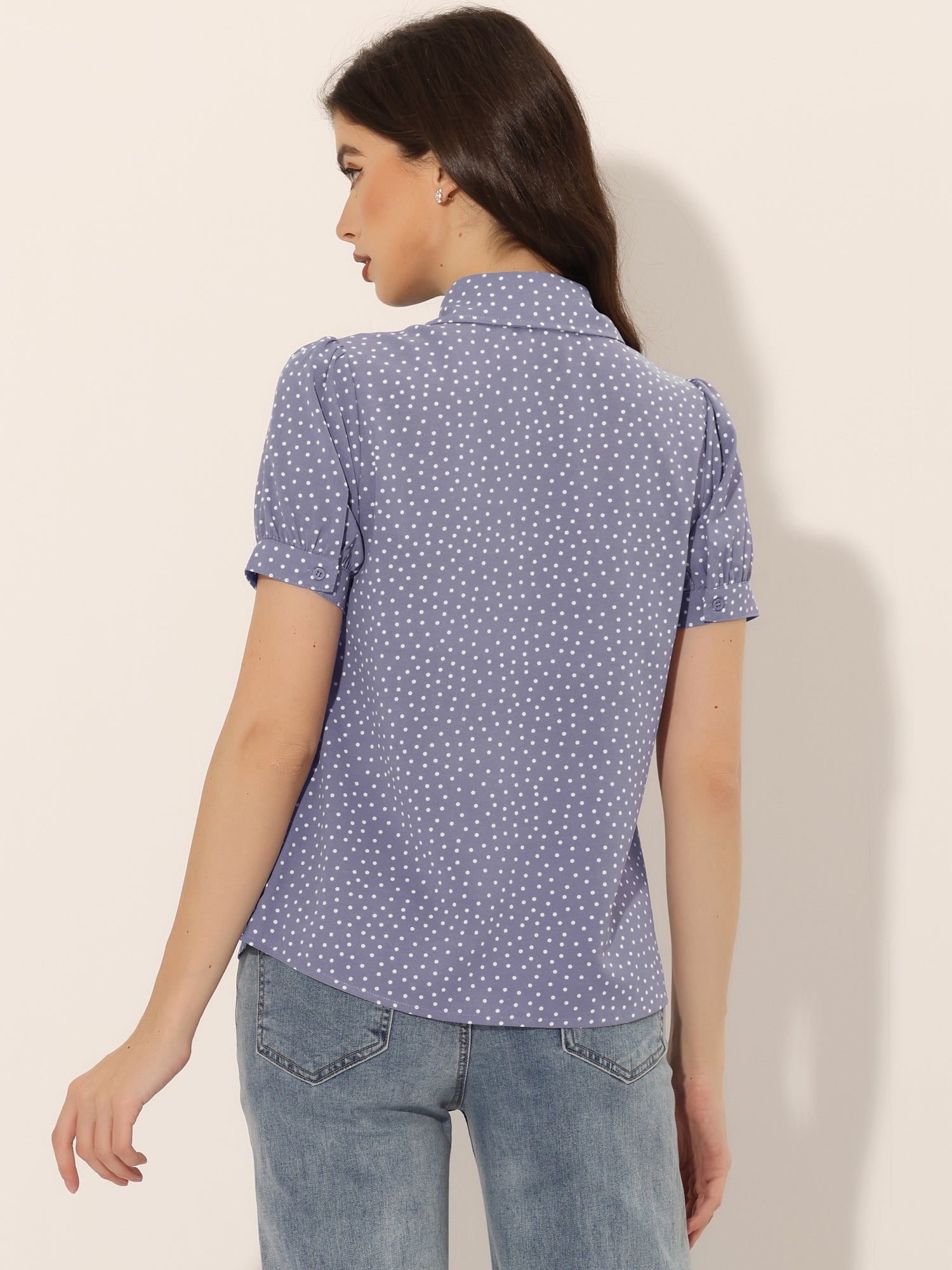 Retro Dots Bow Tie Peter Pan Collar Chiffon Blouse