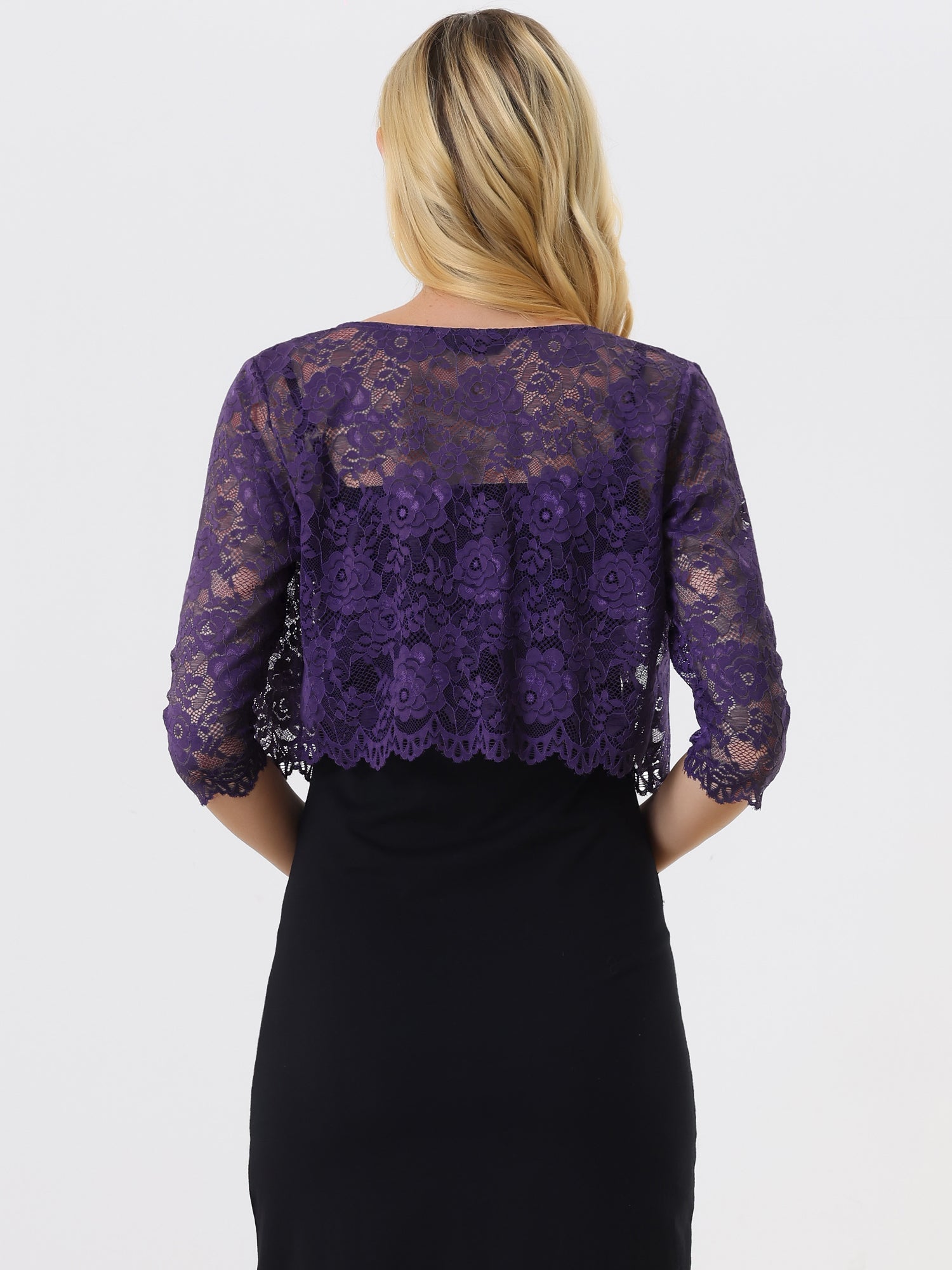 Elegant Sheer Floral Lace Cropped Bolero Shrug