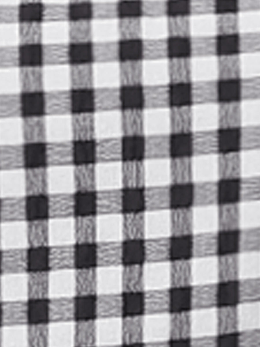 Summer Gingham Tops Square Neck Ruffle Cap Sleeve Blouse