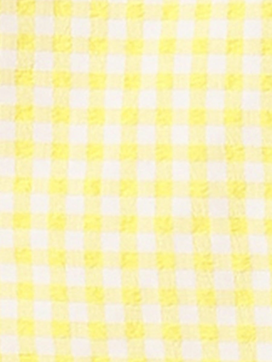 Summer Gingham Tops Square Neck Ruffle Cap Sleeve Blouse