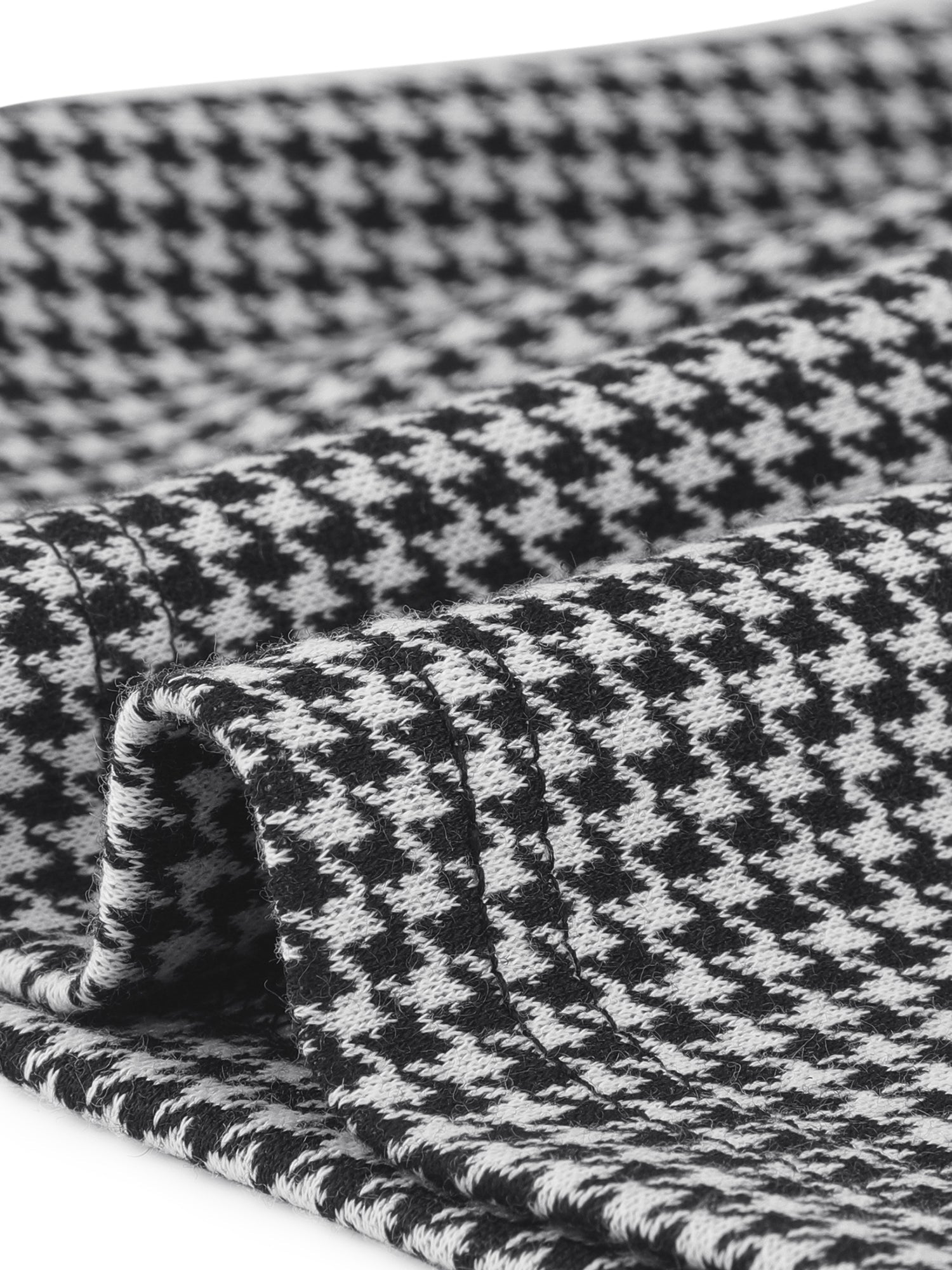 Houndstooth V Neck Long Sleeve Elegant Sheath Dresses