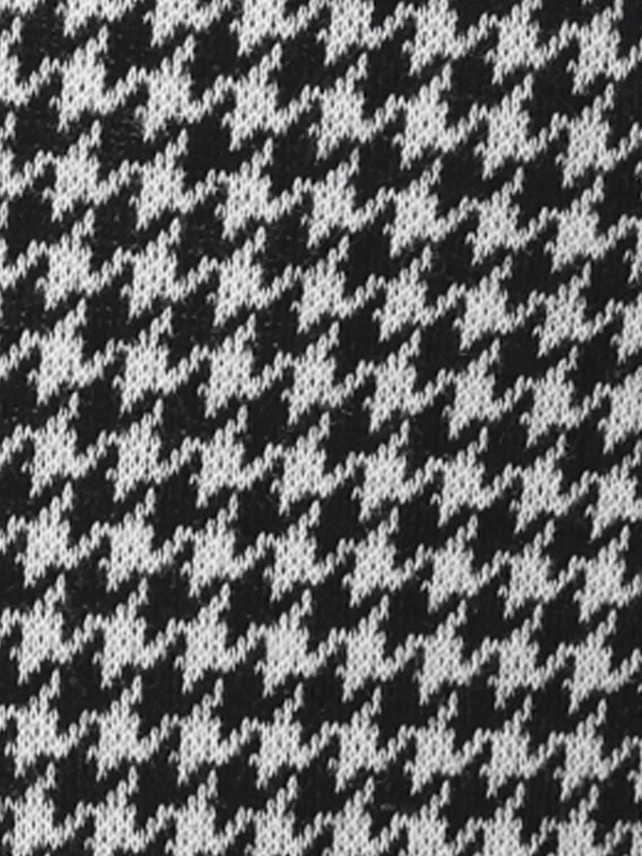 Houndstooth V Neck Long Sleeve Elegant Sheath Dresses