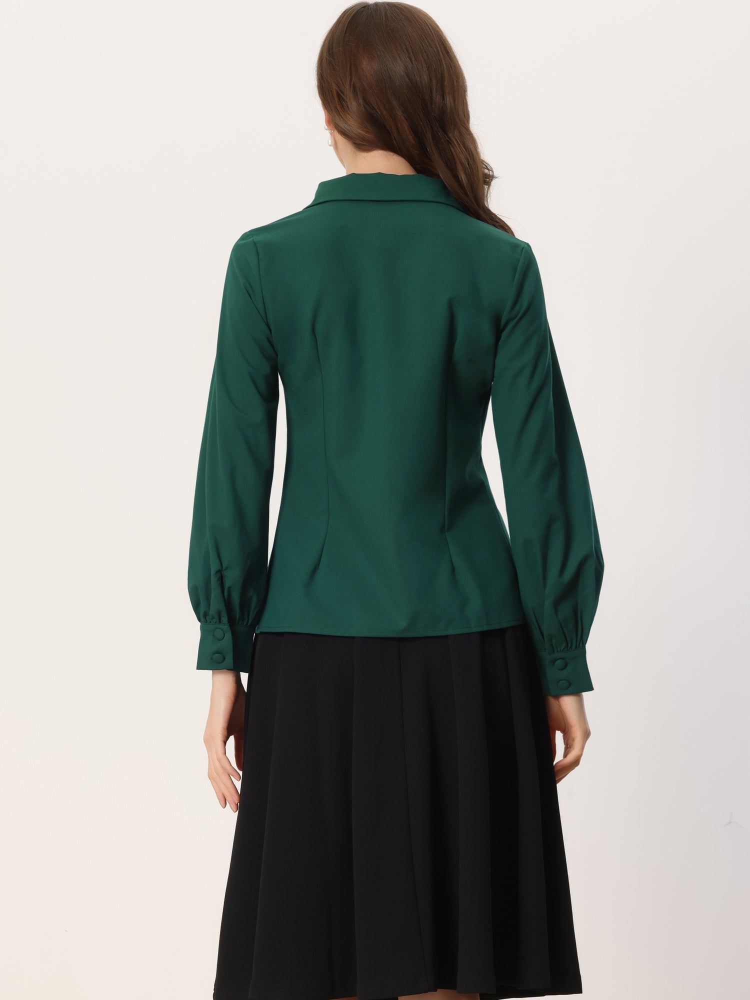 Long Sleeve Button Down Shirt Vintage Collared Work Blouse
