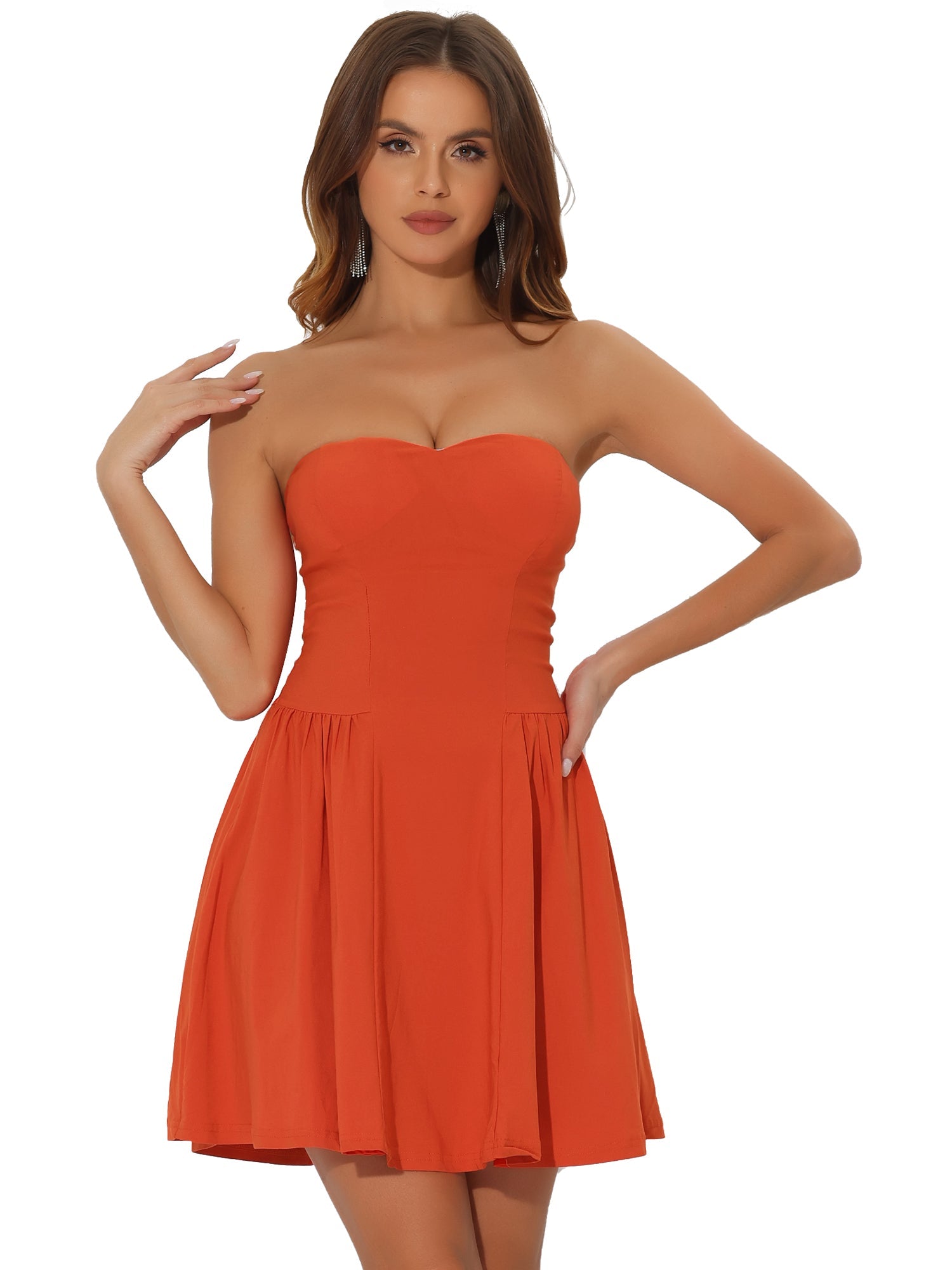 Strapless Sweetheart Neck Fit And Flare Mini Tube Top Dress