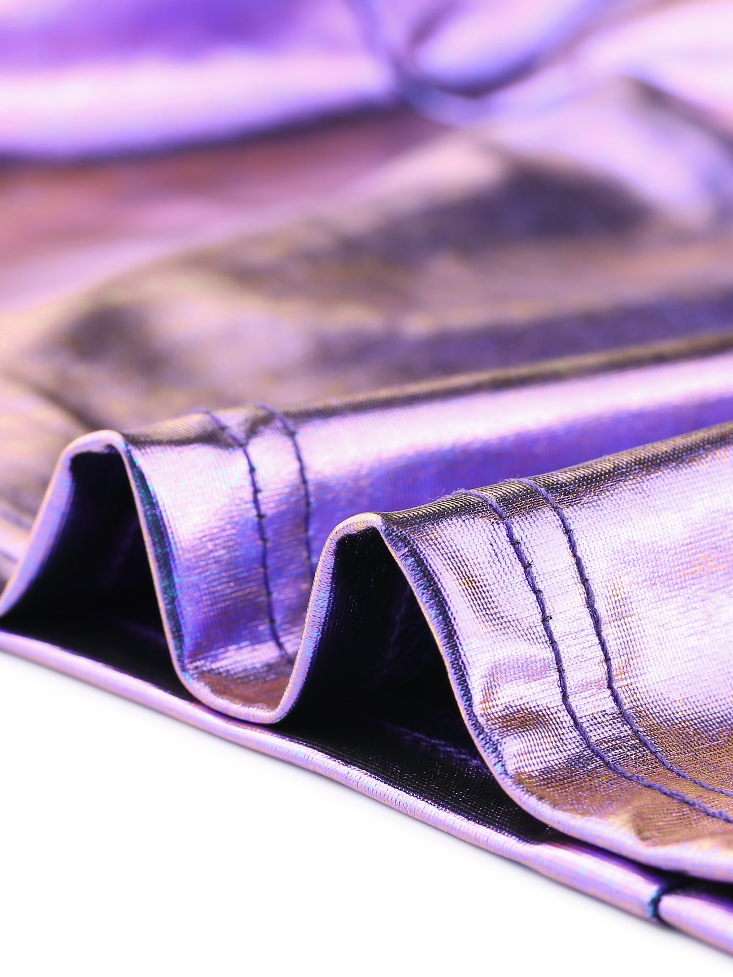 Metallic Crop Tops Mock Neck Zip Up Shiny Holographic Tank Top