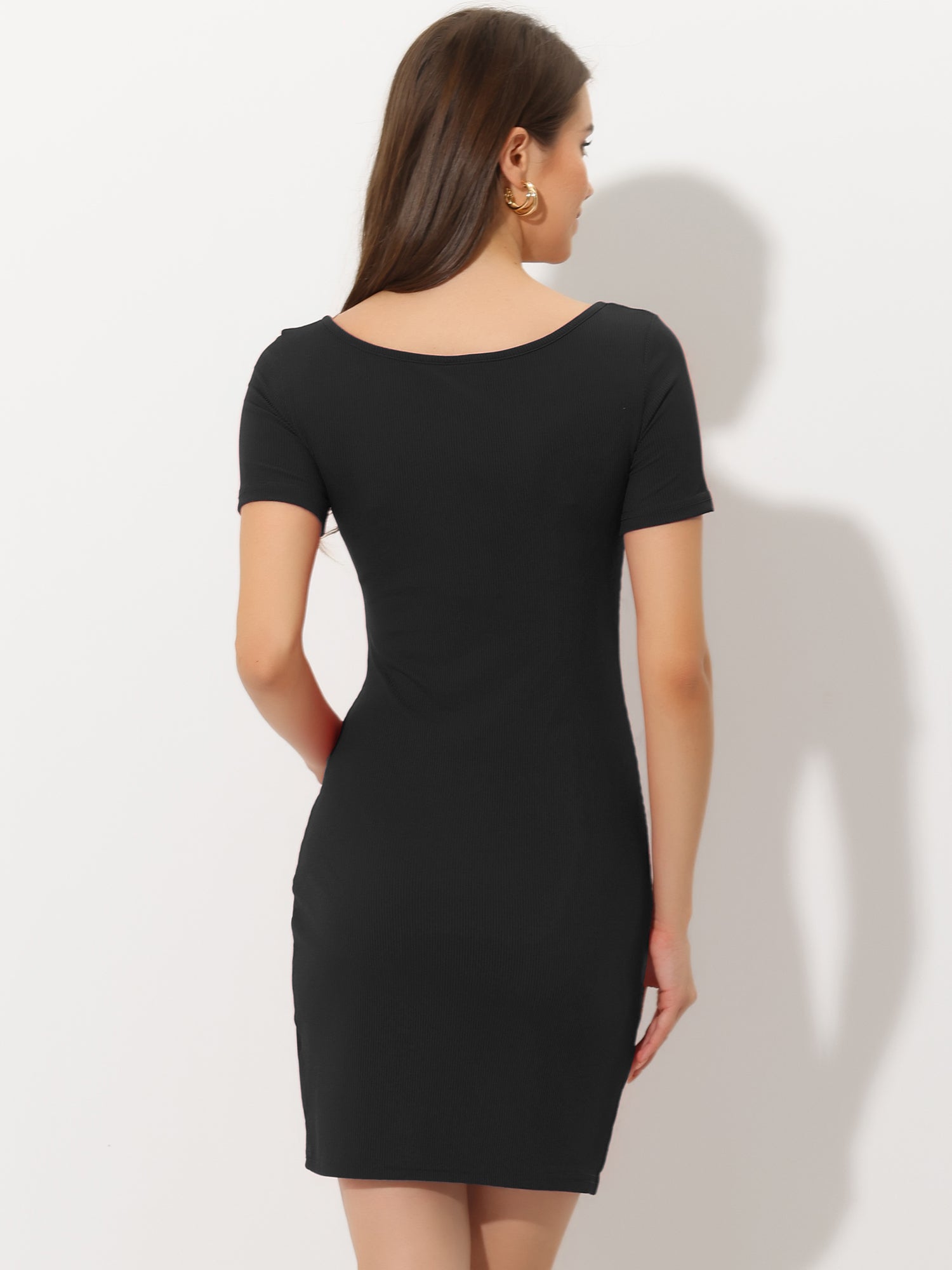 Knit Bodycon Slim Fit Sweetheart Neck Casual Mini Dress
