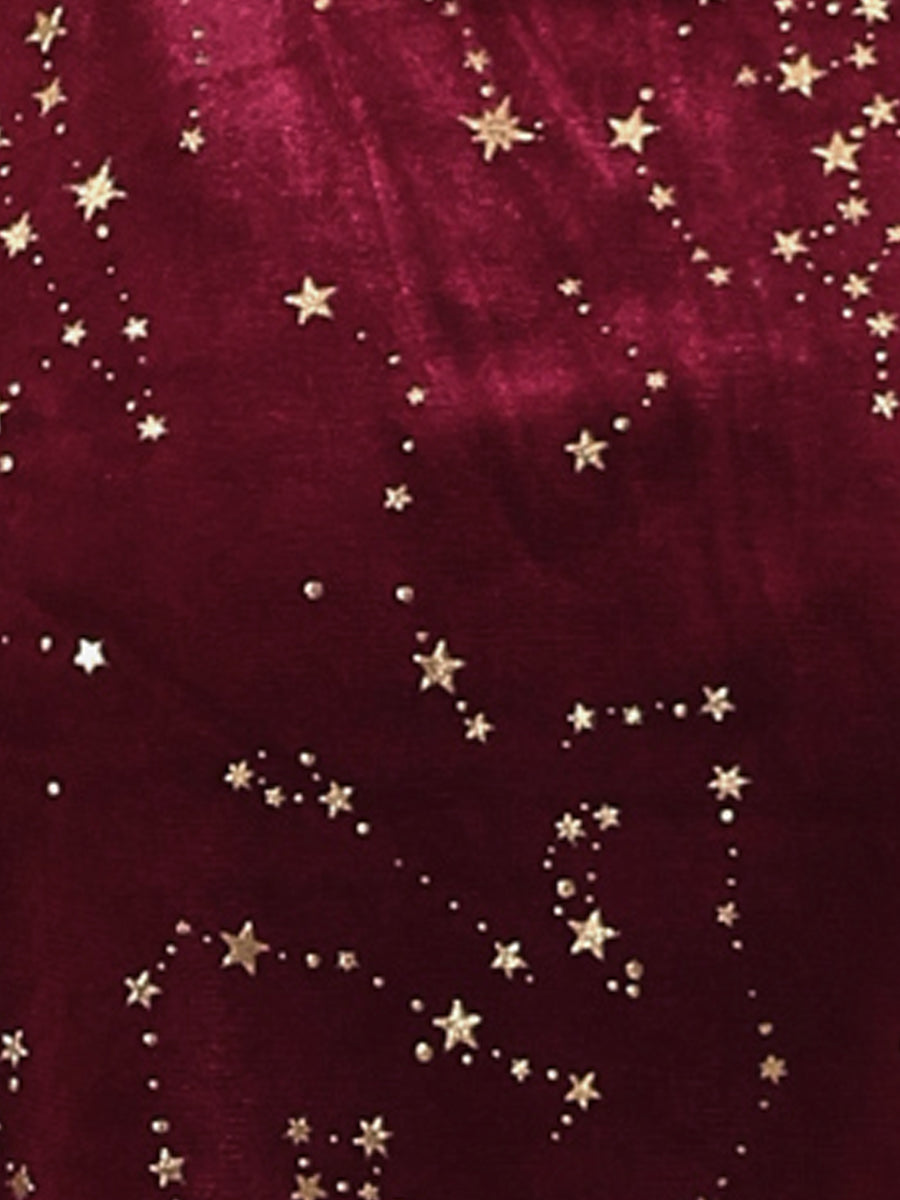 Christmas Stars Square Neck Vintage Velvet Mini Dress