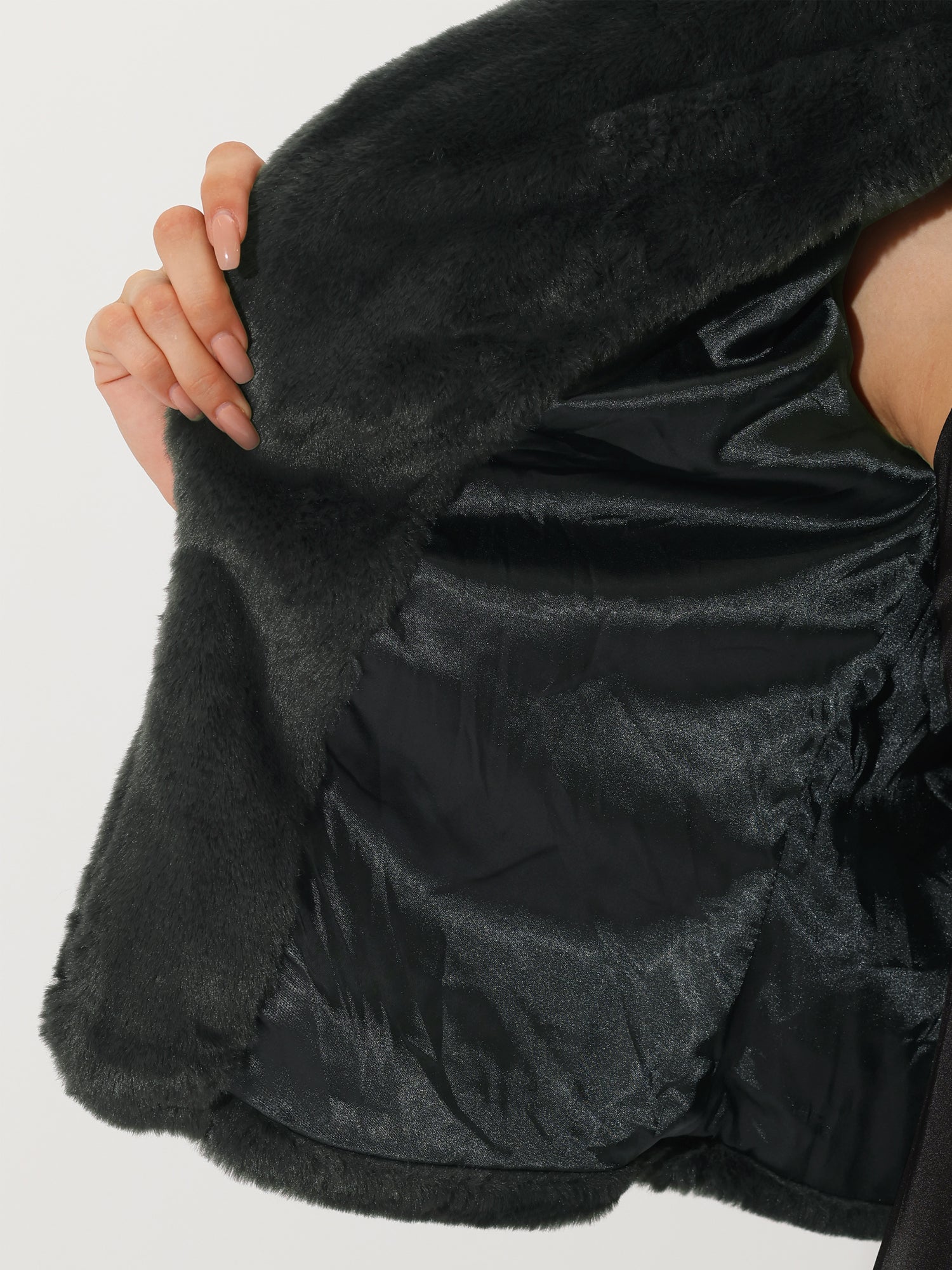 Winter Cropped Jacket Lapel Long Sleeve Faux Fur Fluffy Coat