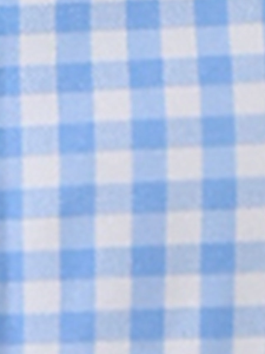 Gingham Checks Ruffled Peter Pan Collar 1960s Vintage Mini Dress