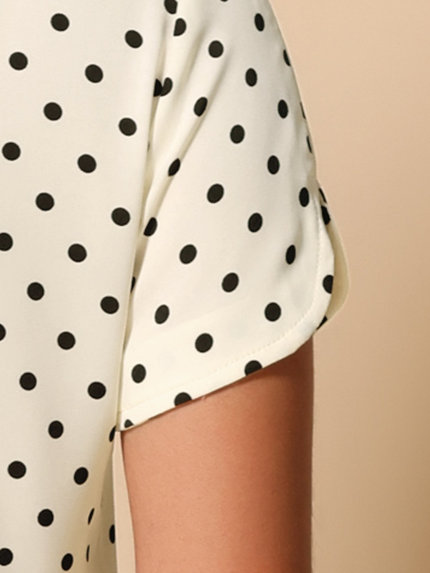 Polka Dots Print V Neck Short Sleeve Elegant Work Office Tops