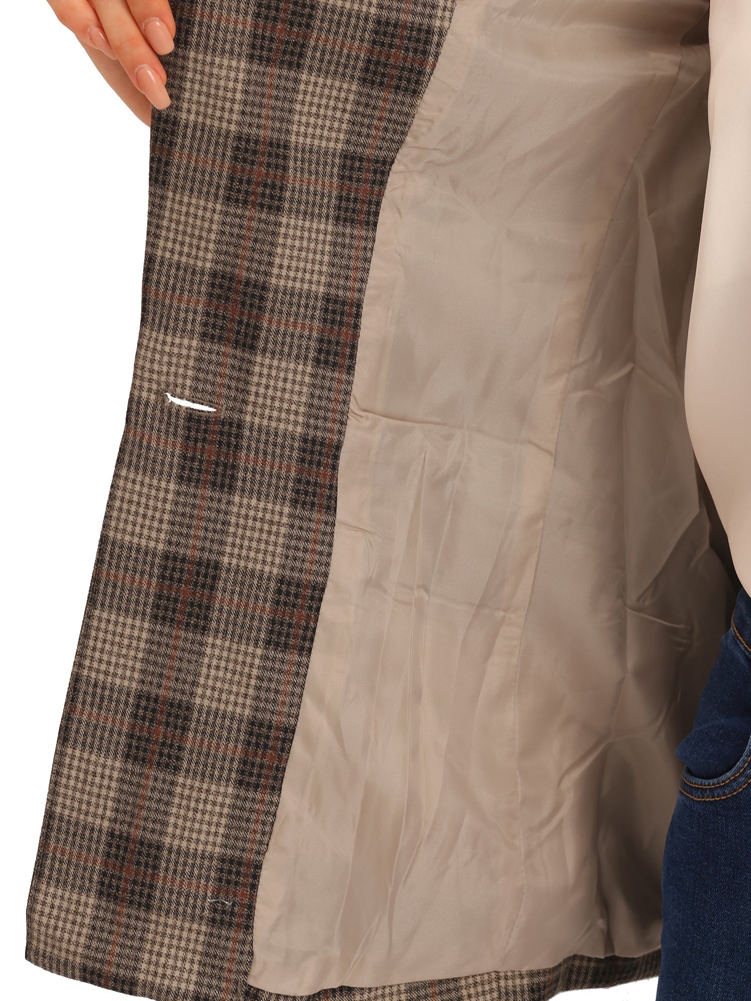 Plaid Notched Lapel One Button Houndstooth Blazer Jacket