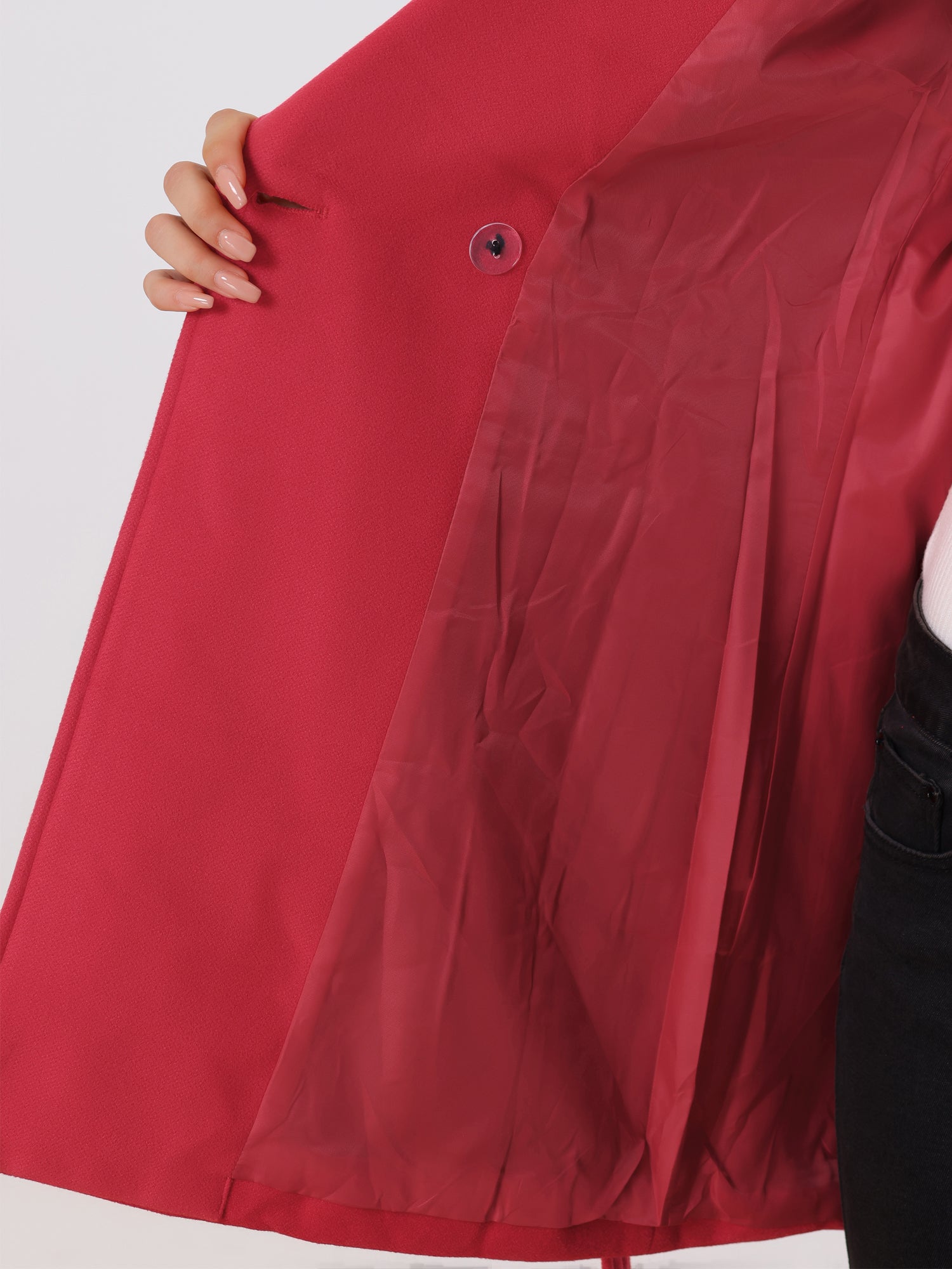 Shawl Collar Lapel Double Breasted Winter Belted Coat with Pockets