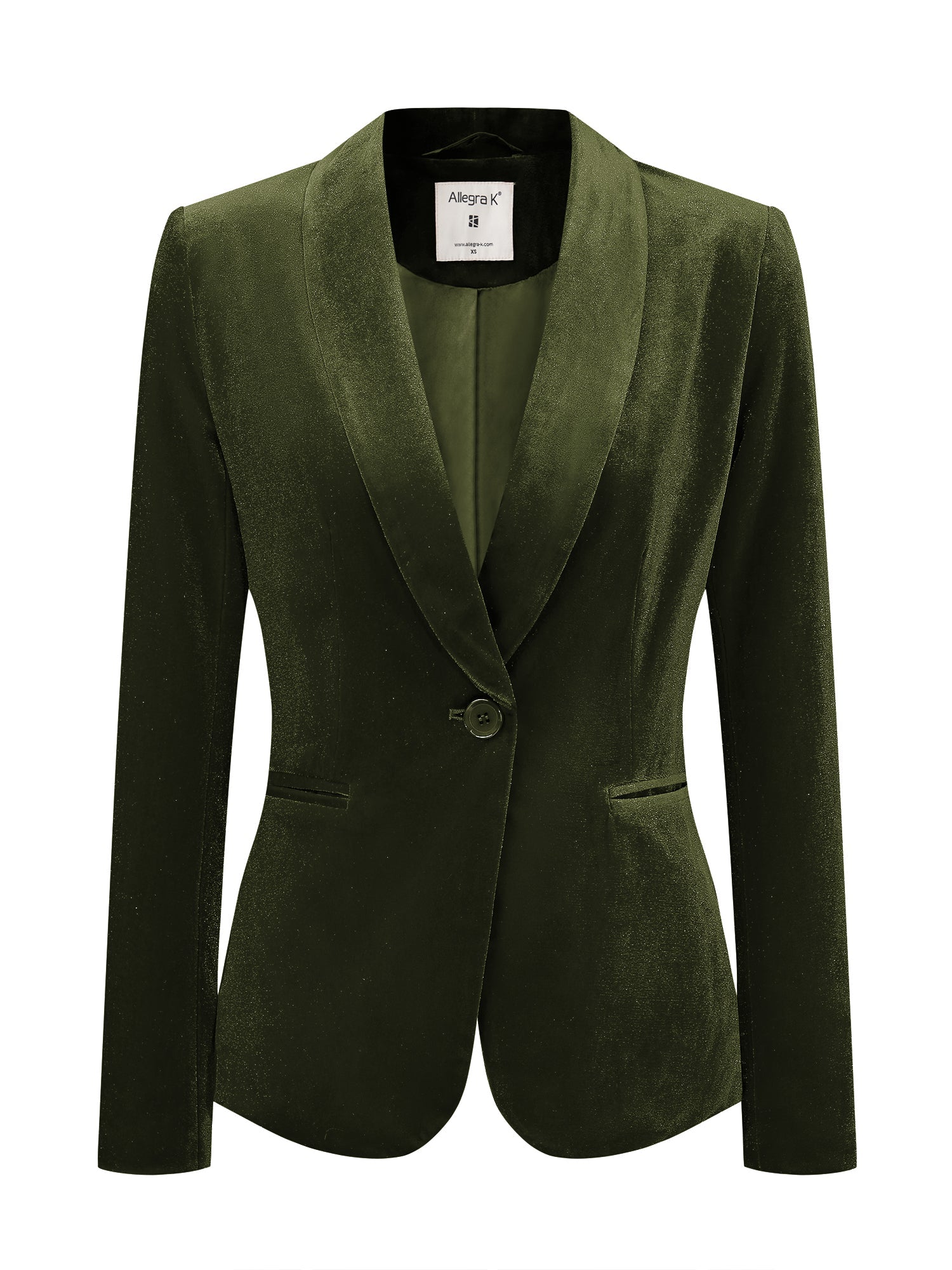 Solid Shawl Collar Single Button Velvet Blazer