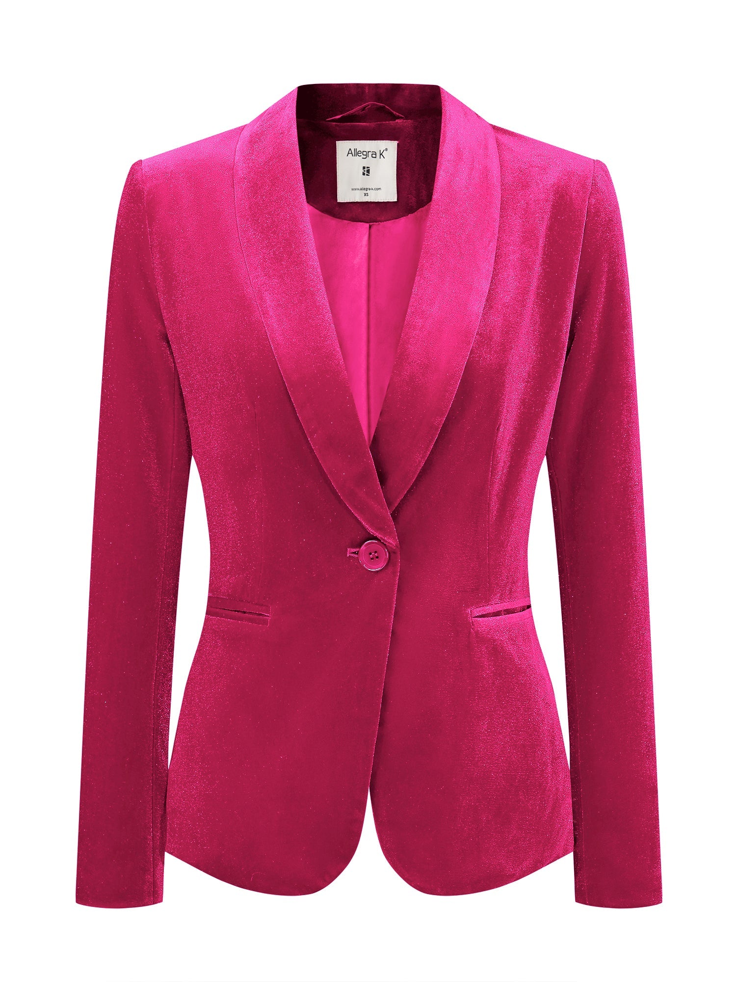 Shawl Collar Single Button Velvet Solid Office Work Jacket Blazer