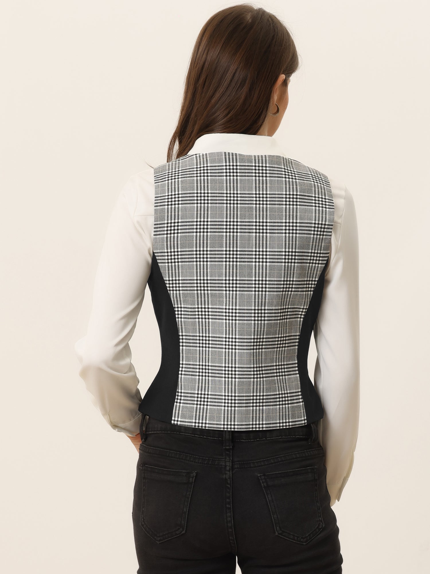 Vintage Waistcoat Vest Plaid Button Down Work Dressy Vests