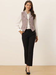 Plaid Waistcoat Notched Lapel Collar Single Breasted Vintage Vest