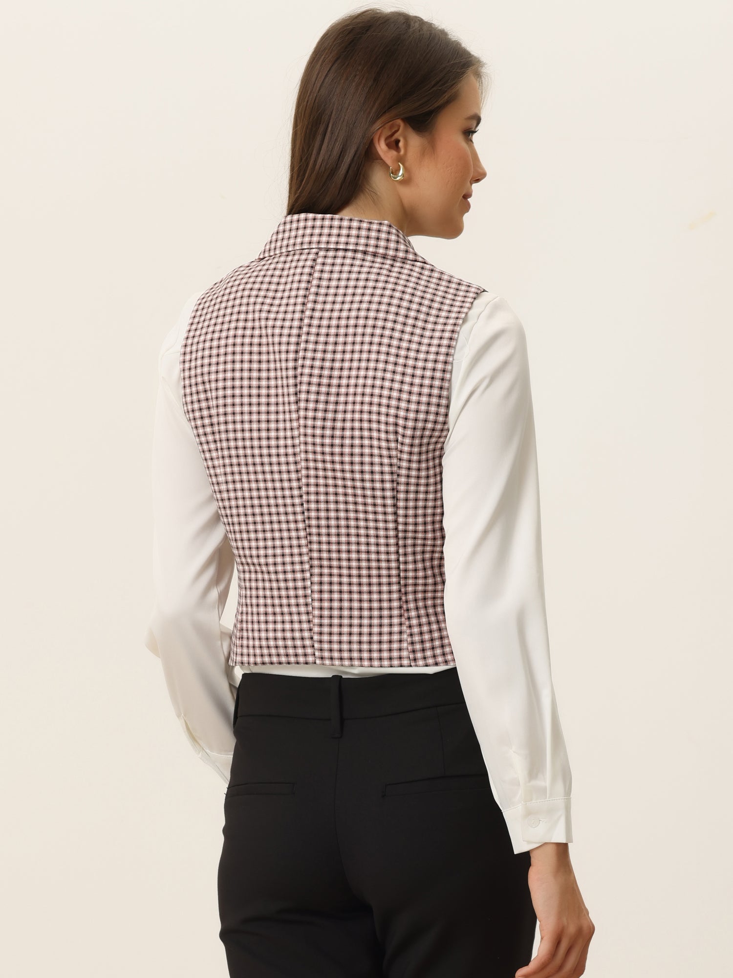 Plaid Waistcoat Notched Lapel Collar Single Breasted Vintage Vest