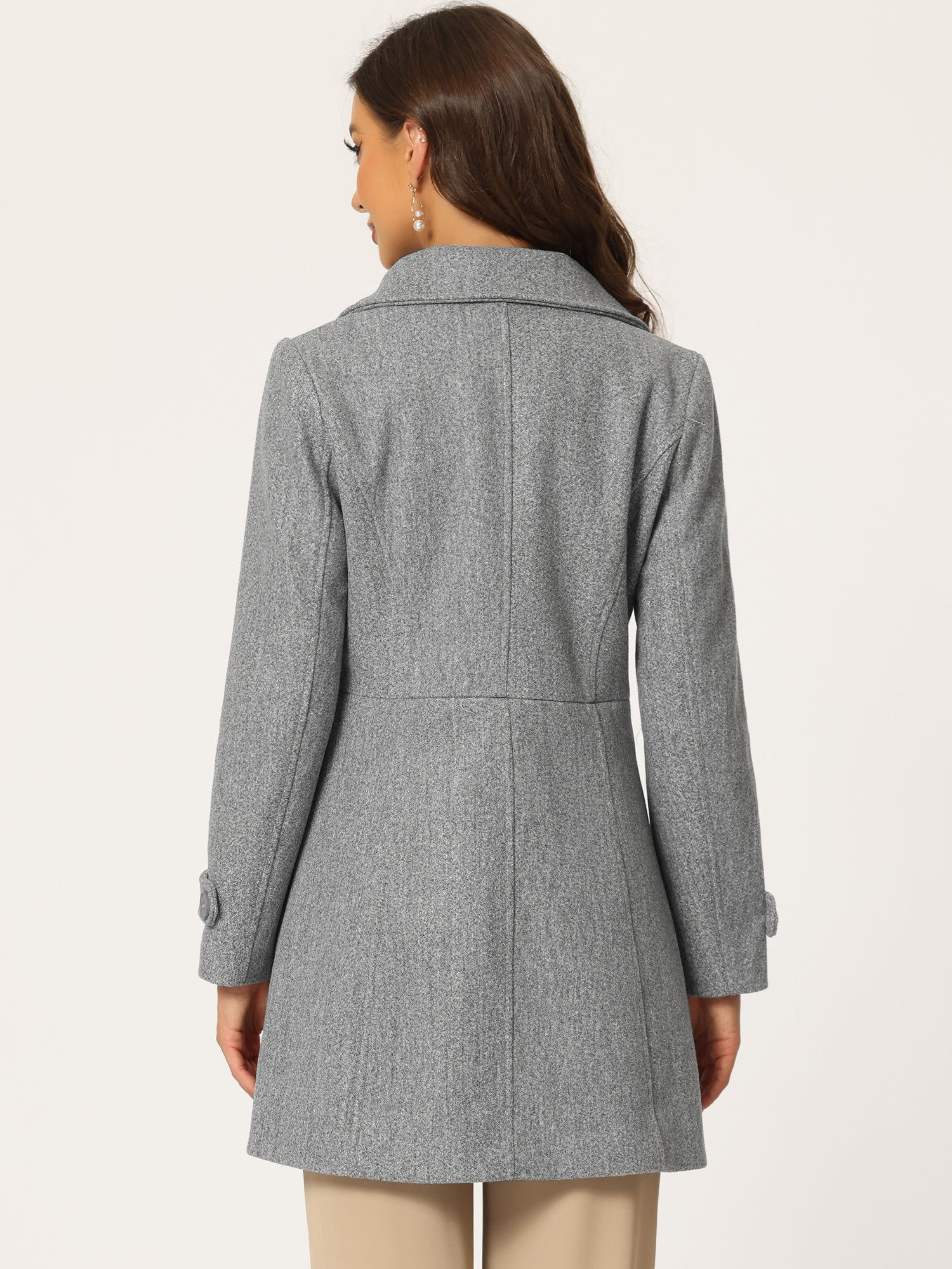 Peter Pan Collar Single Breasted Winter Outwear Buttoned Long Coat