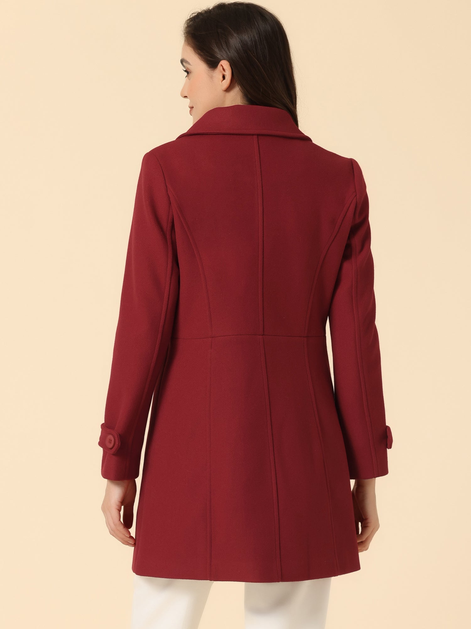 Peter Pan Collar Single Breasted Winter Outwear Buttoned Long Coat