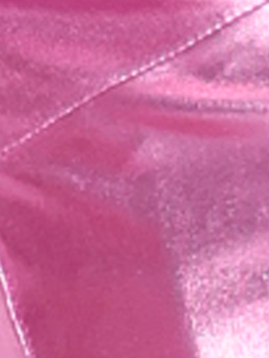 Sleeveless U Neck Party Holographic Shiny Metallic Crop Top