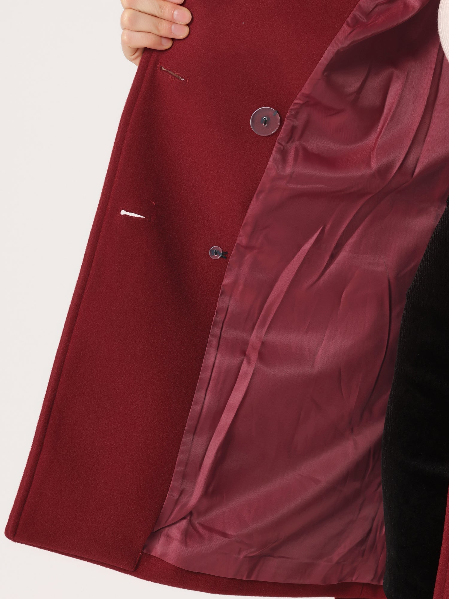Notch Lapel Double Breasted Belted Mid Long Outwear Winter Coat