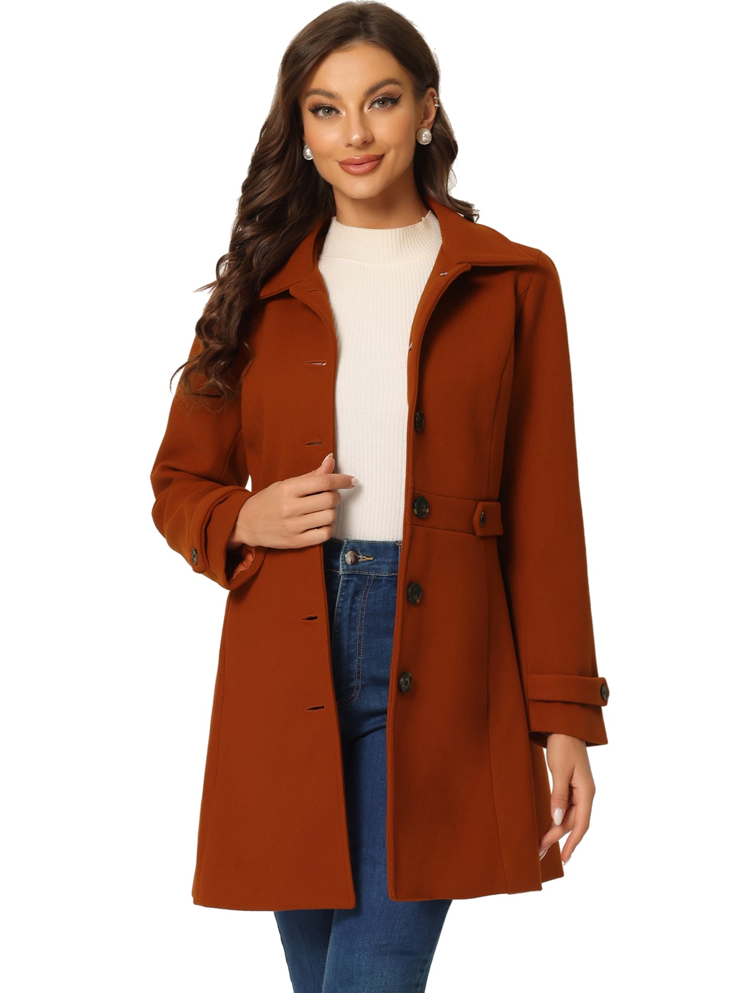 Winter Classic Outwear Overcoat with Pockets Single Breasted Coat