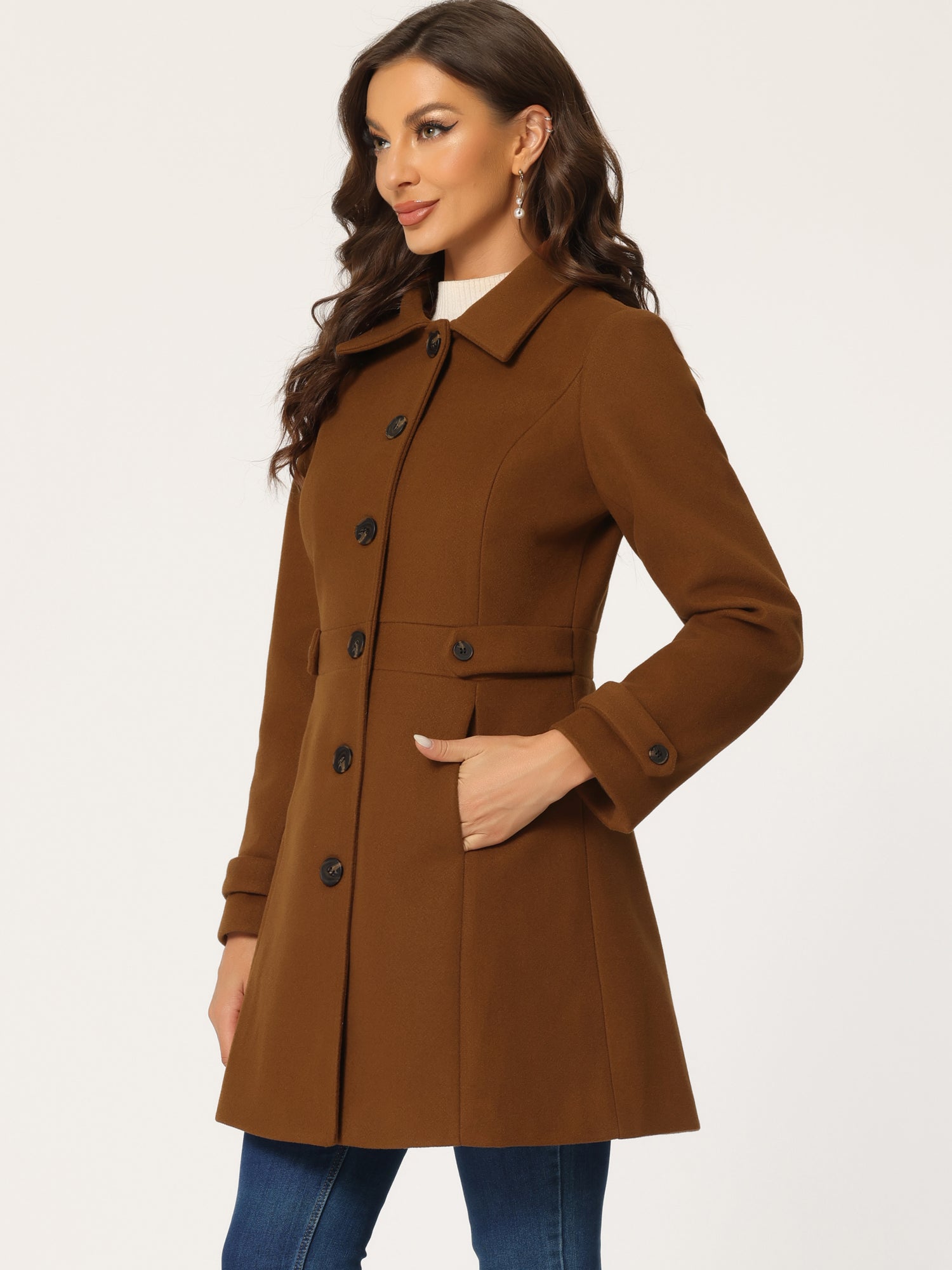 Winter Classic Outwear Overcoat with Pockets Single Breasted Coat