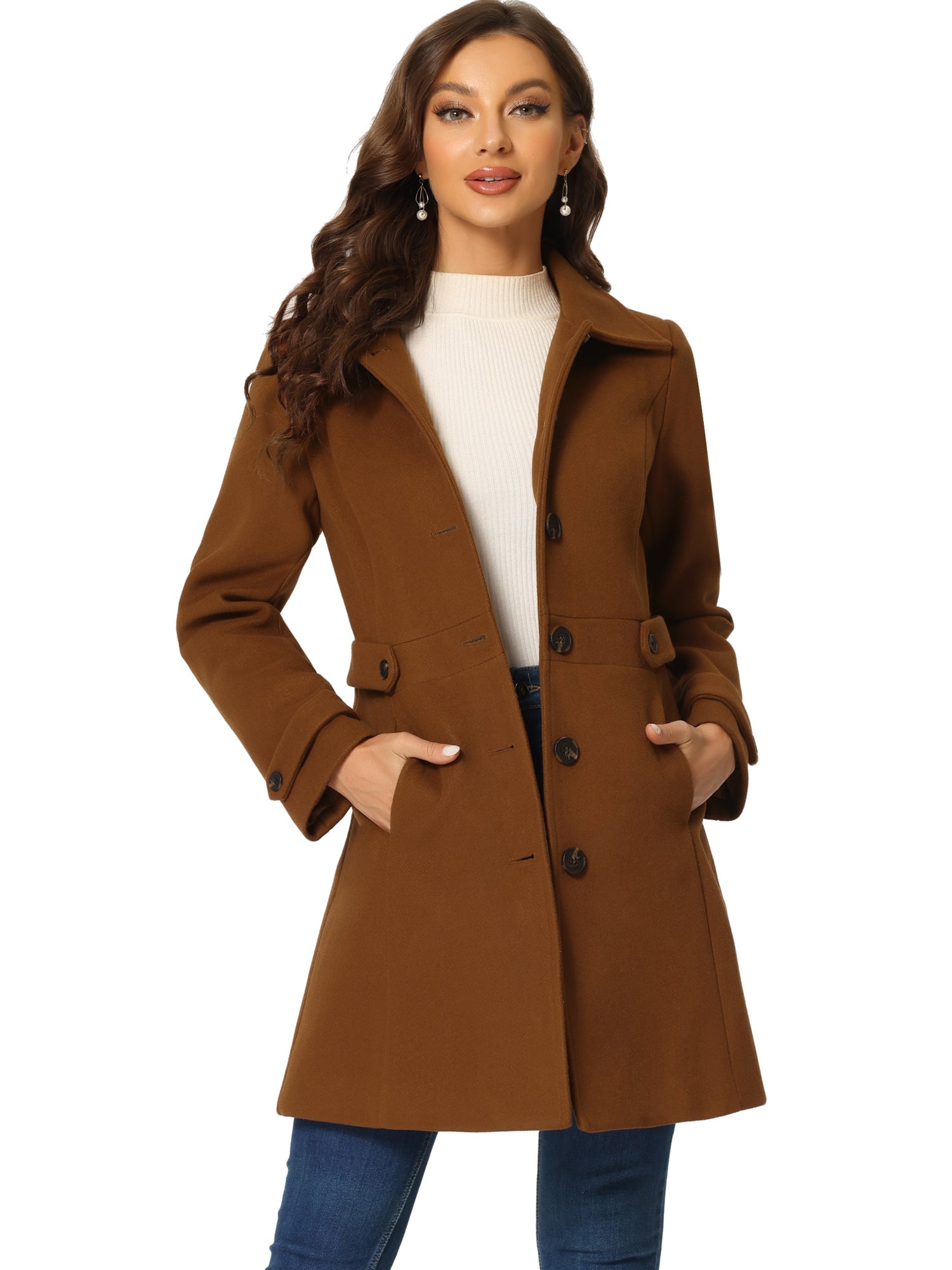 Winter Classic Outwear Overcoat with Pockets Single Breasted Coat