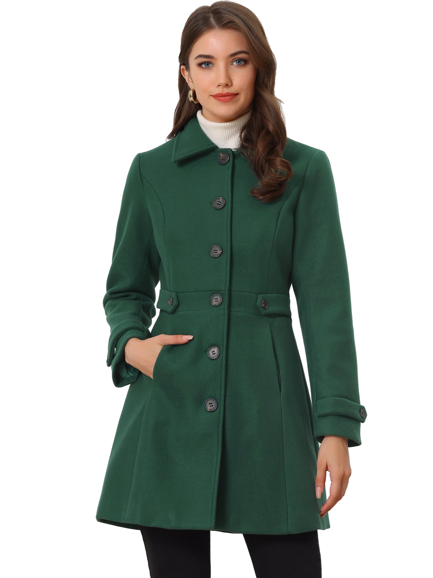 Winter Classic Outwear Overcoat with Pockets Single Breasted Coat