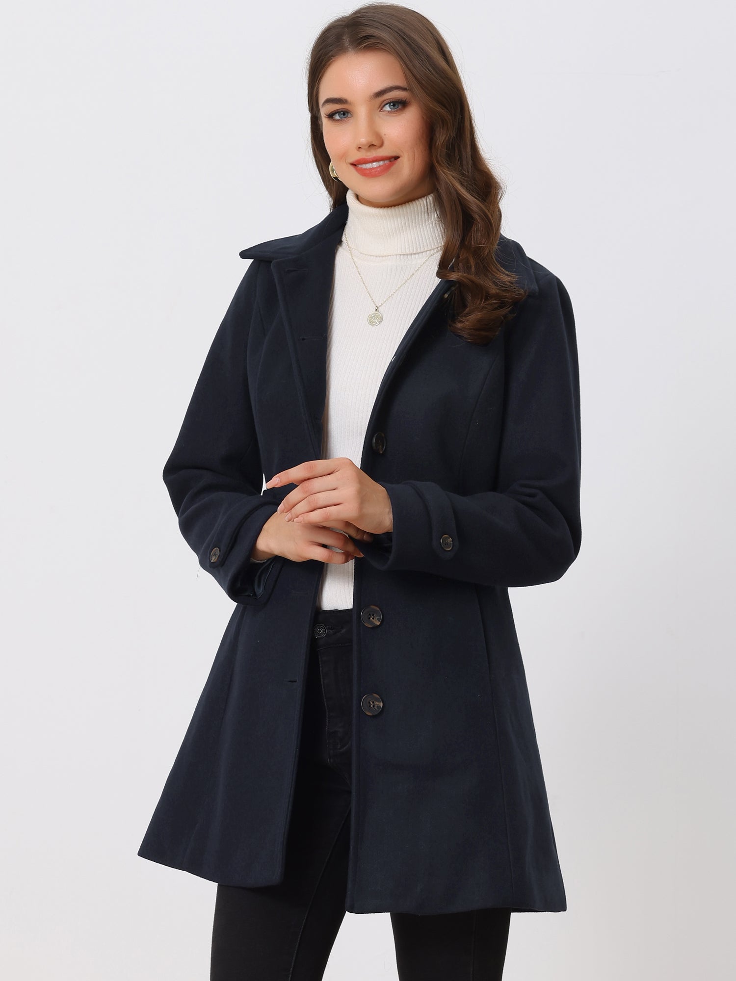 Winter Classic Outwear Overcoat with Pockets Single Breasted Coat