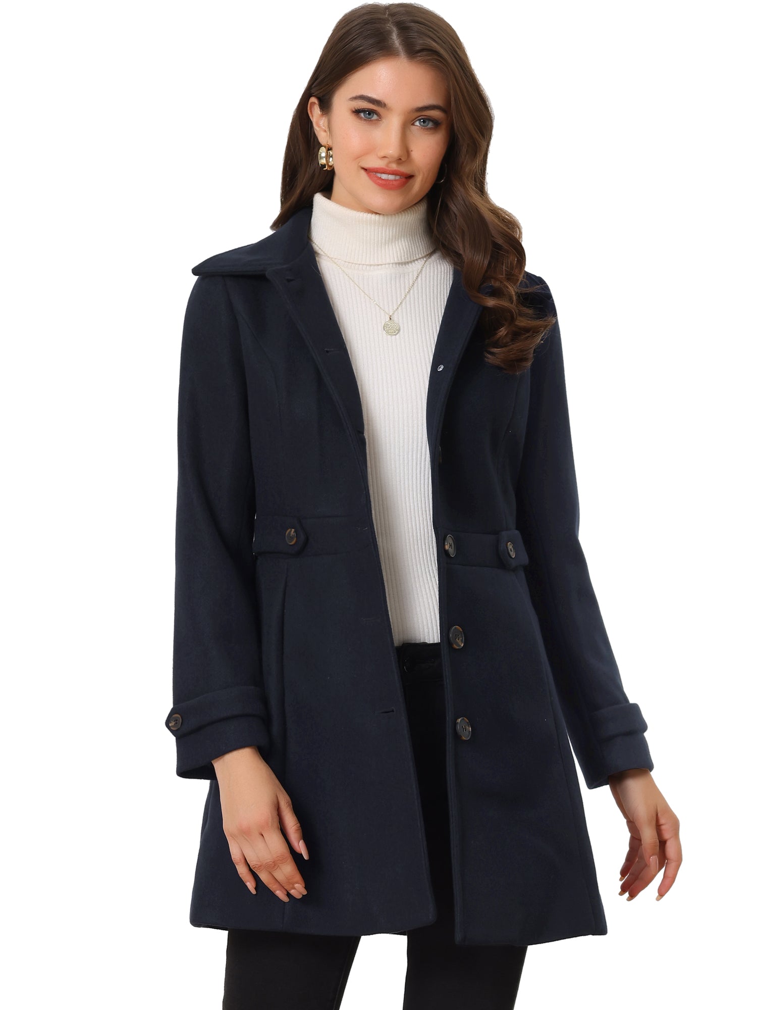 Winter Classic Outwear Overcoat with Pockets Single Breasted Coat