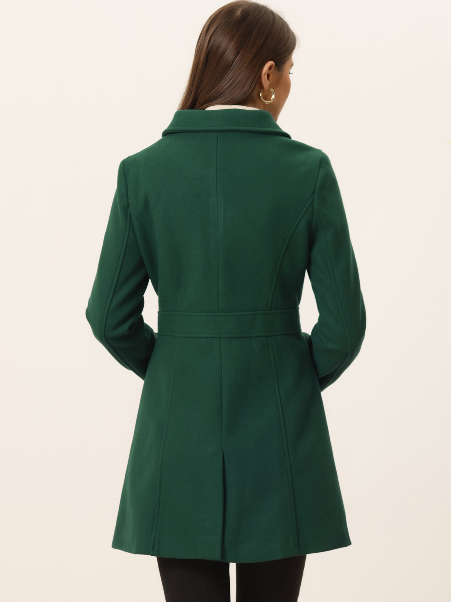 Peter Pan Collar Flap Pocket Single Breasted Button Long Coat