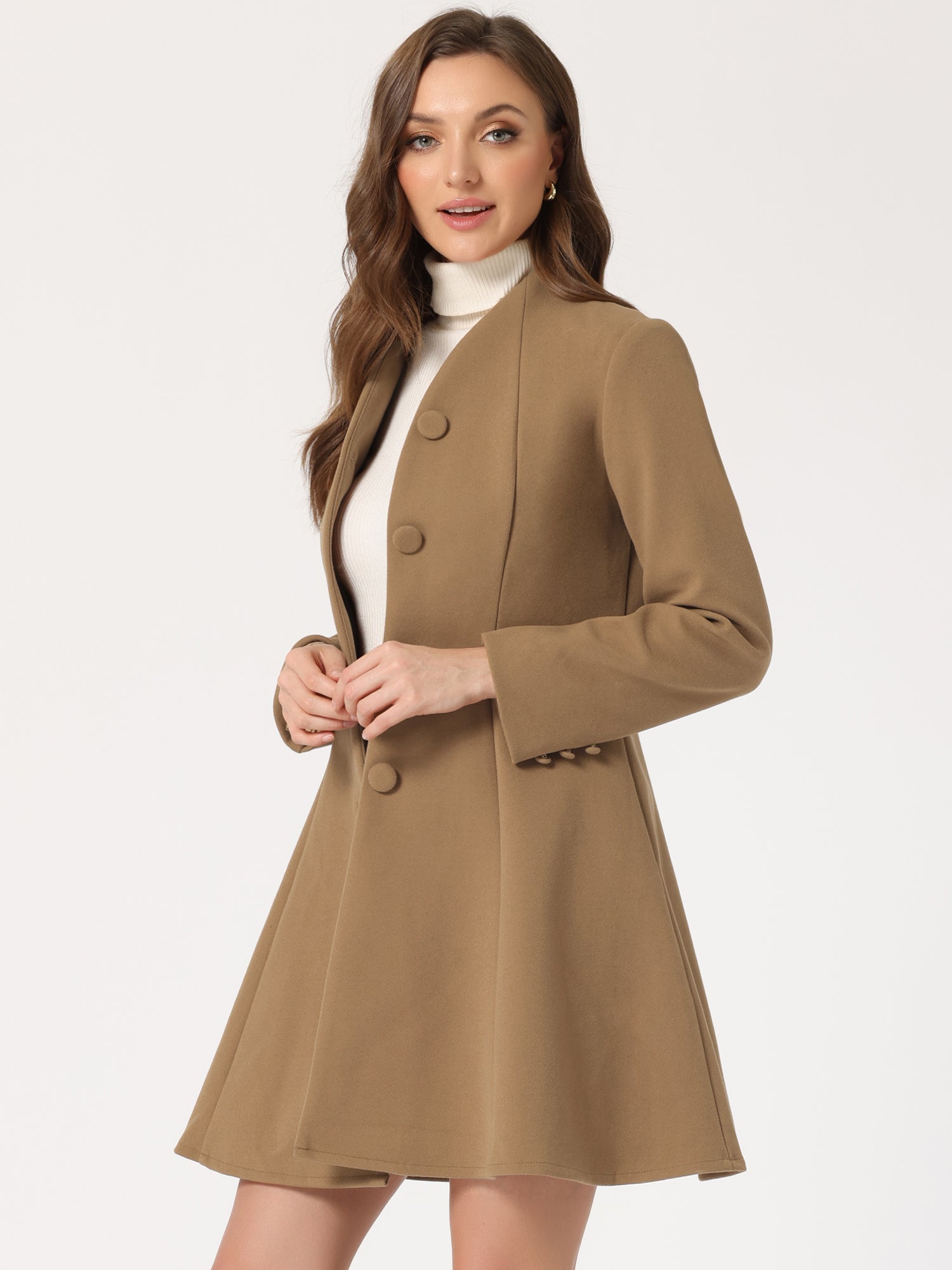 Single Breasted Long Sleeve Mid-Long Winter A Line Pea Coat