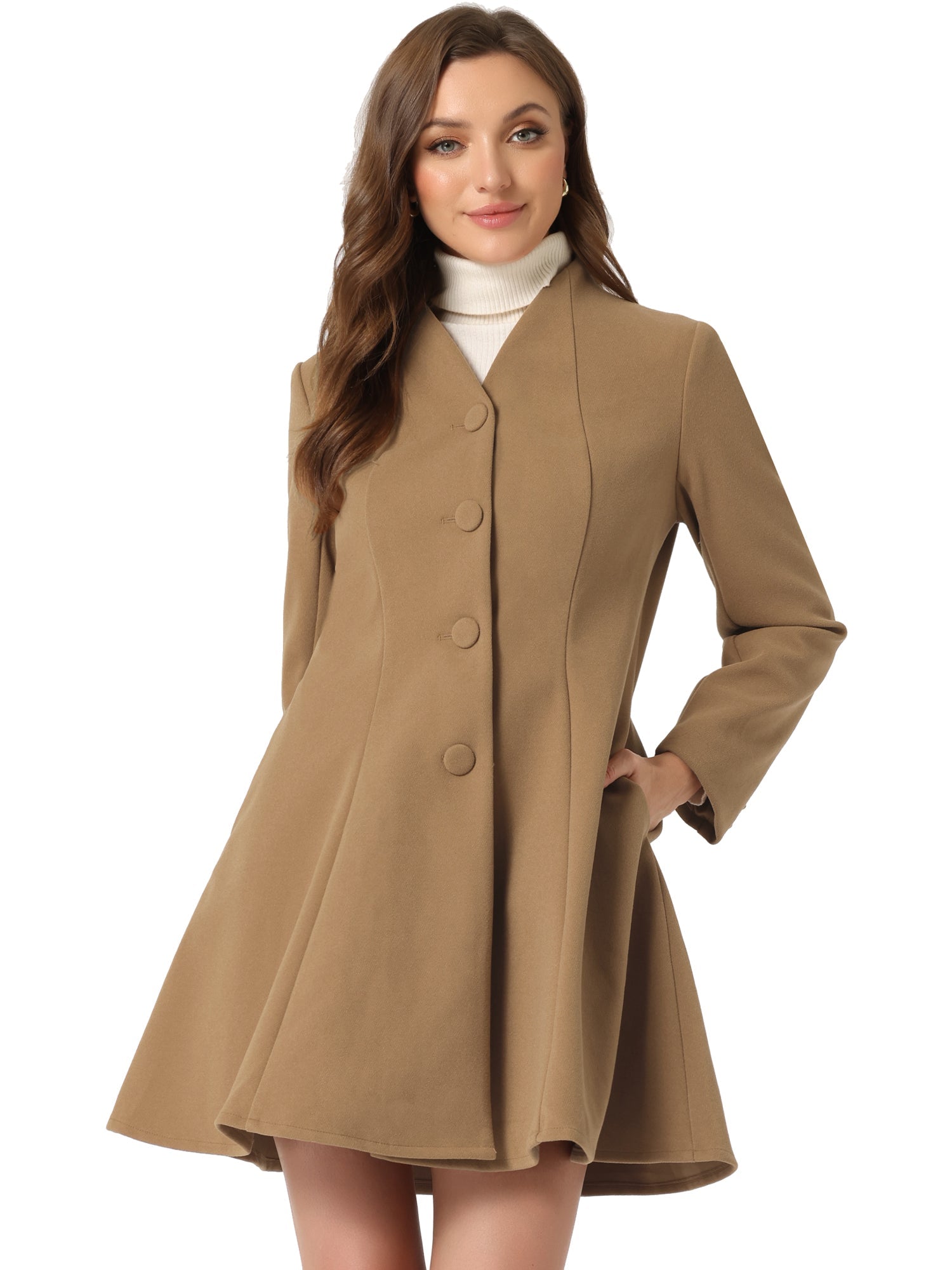 Single Breasted Long Sleeve Mid-Long Winter A Line Pea Coat