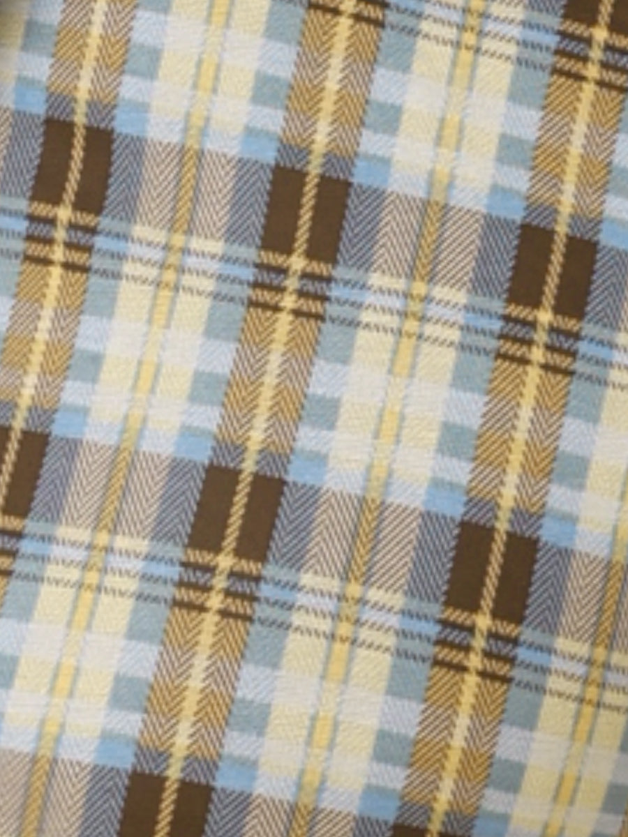 Plaid Cropped Trousers Button Casual Tartan Check Work Pants