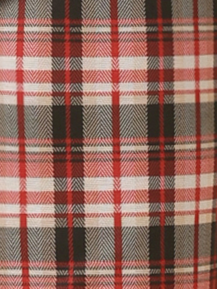 Plaid Cropped Trousers Button Casual Tartan Check Work Pants