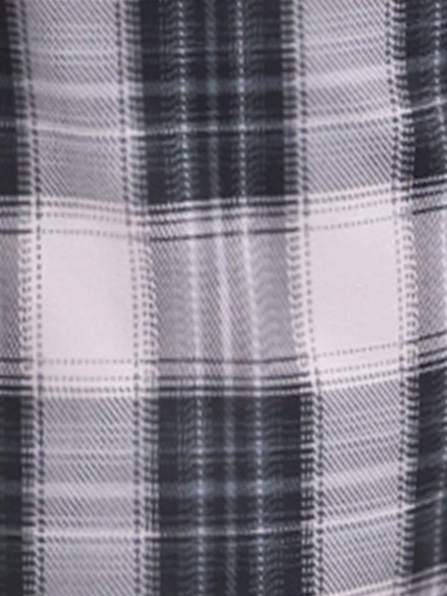Plaid Cropped Trousers Button Casual Tartan Check Work Pants