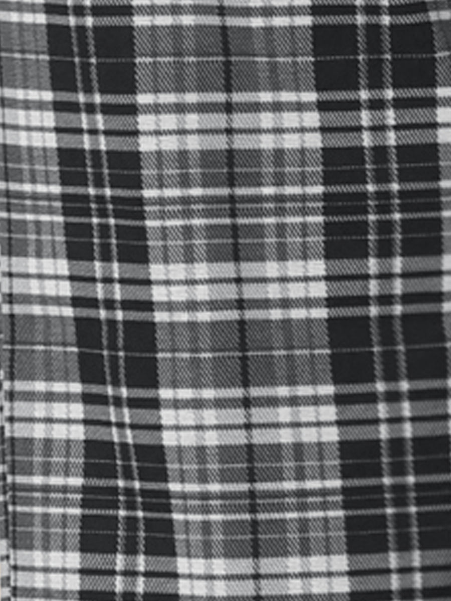 Plaid Cropped Trousers Button Casual Tartan Check Work Pants
