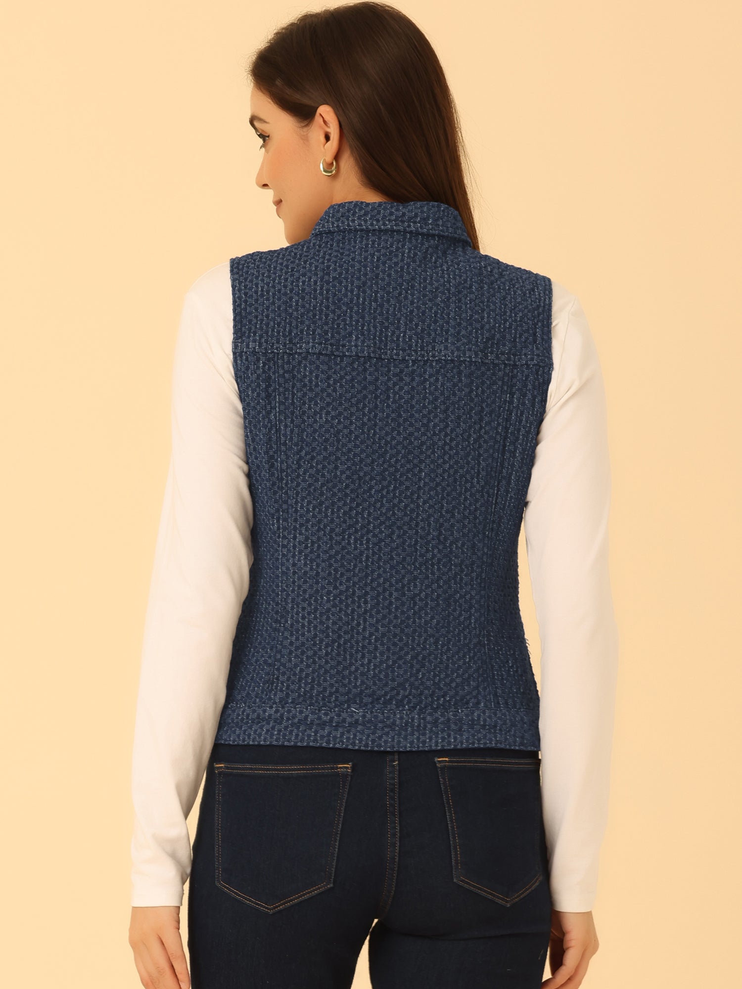 Flap Pocket Washed Buttoned Denim Jacket Vest