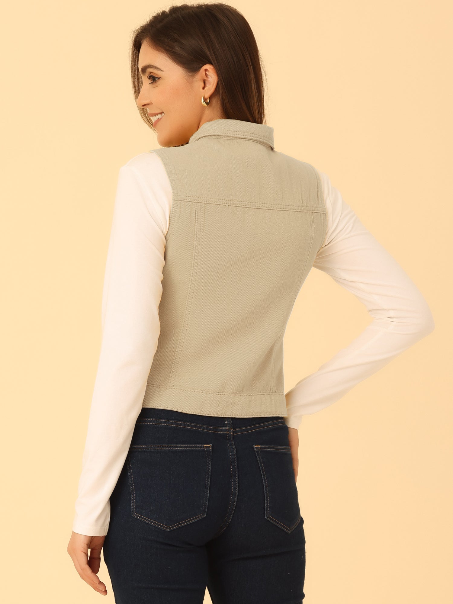 Flap Pocket Washed Buttoned Denim Jacket Vest