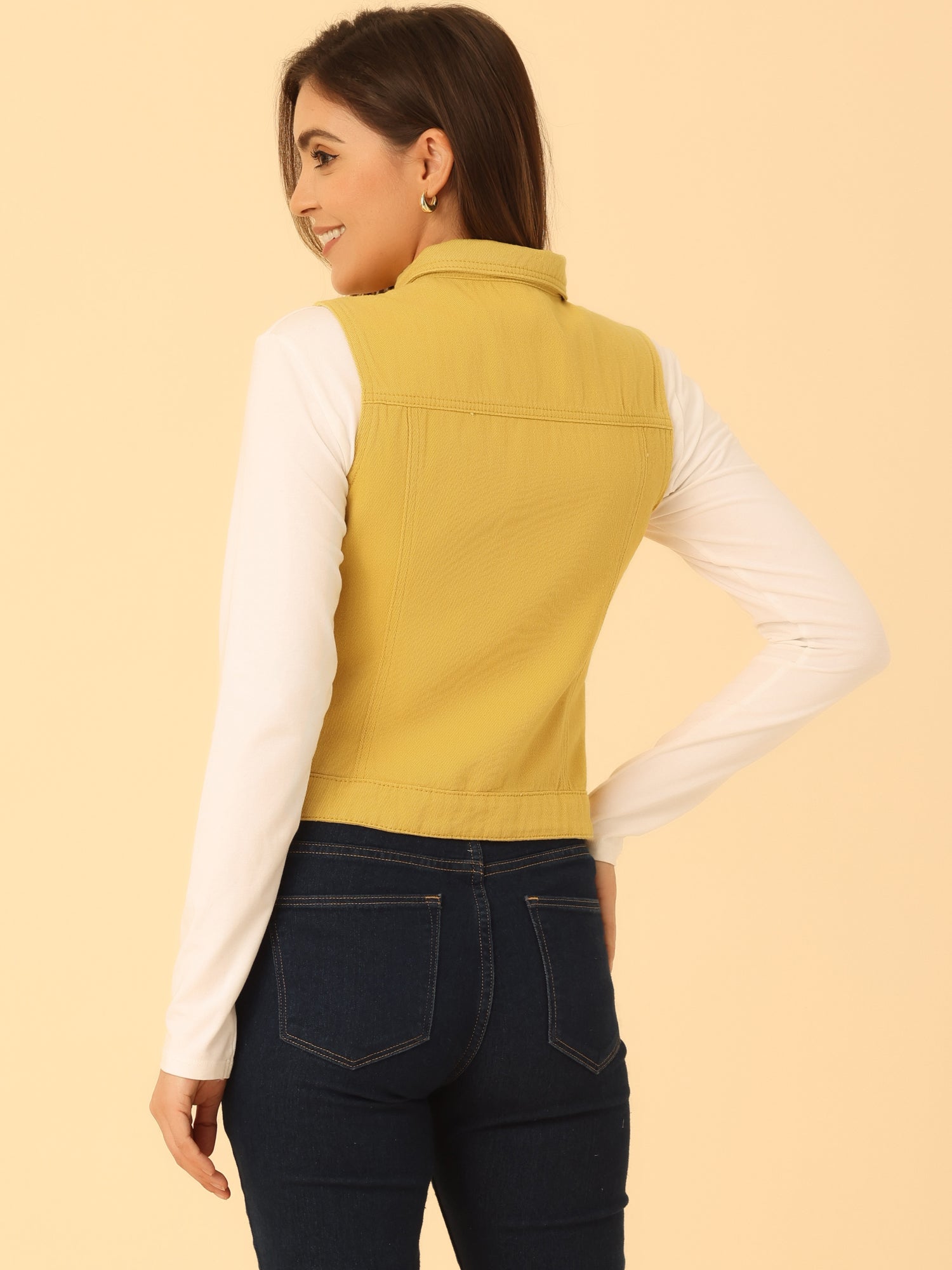 Flap Pocket Washed Buttoned Denim Jacket Vest