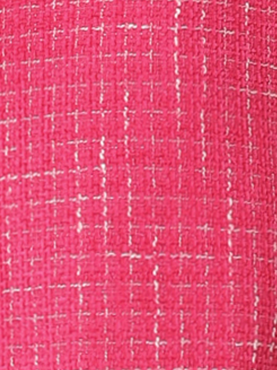 Plaid Tweed Long Sleeve Open Front Work Office Cropped Jacket Blazer