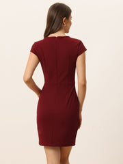 Cap Sleeve Basic Slim Fit Work Mini Bodycon Dress