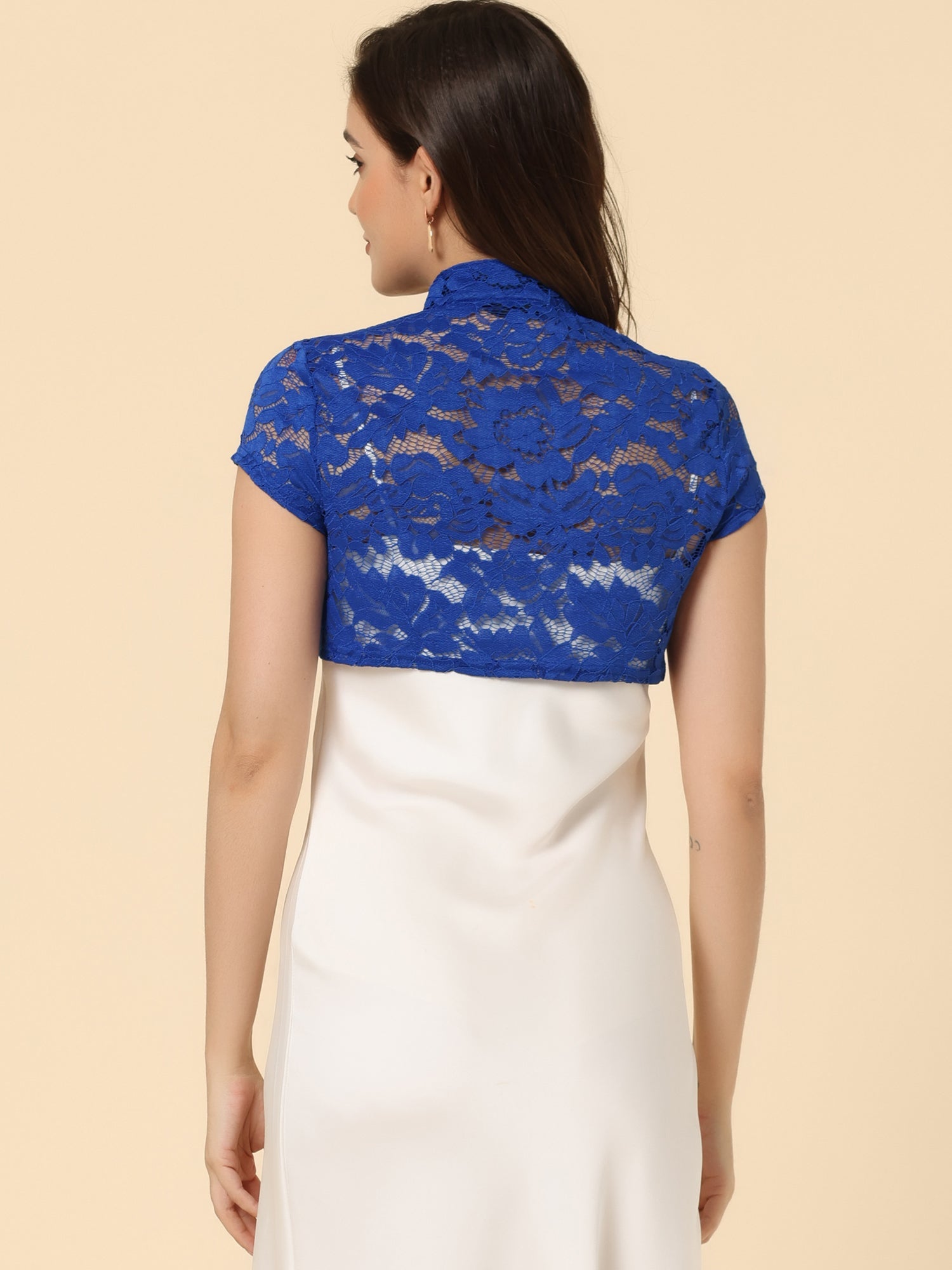 Lace Cardigan Stand Collar Short Elegant Shrug