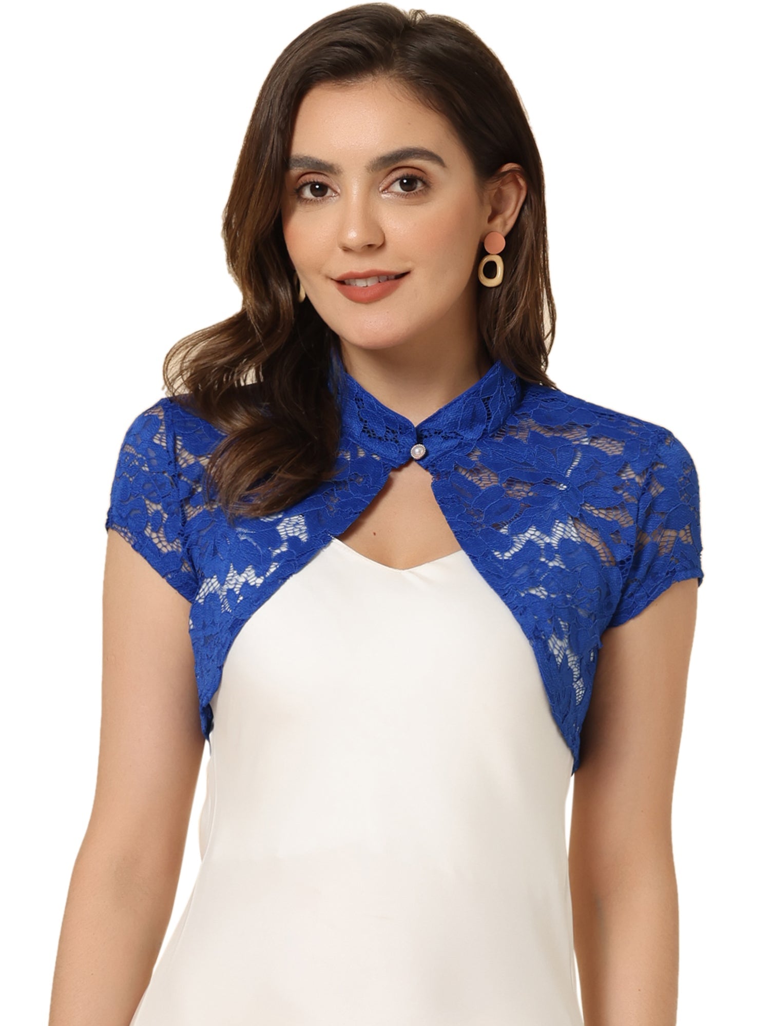 Lace Cardigan Stand Collar Short Elegant Shrug
