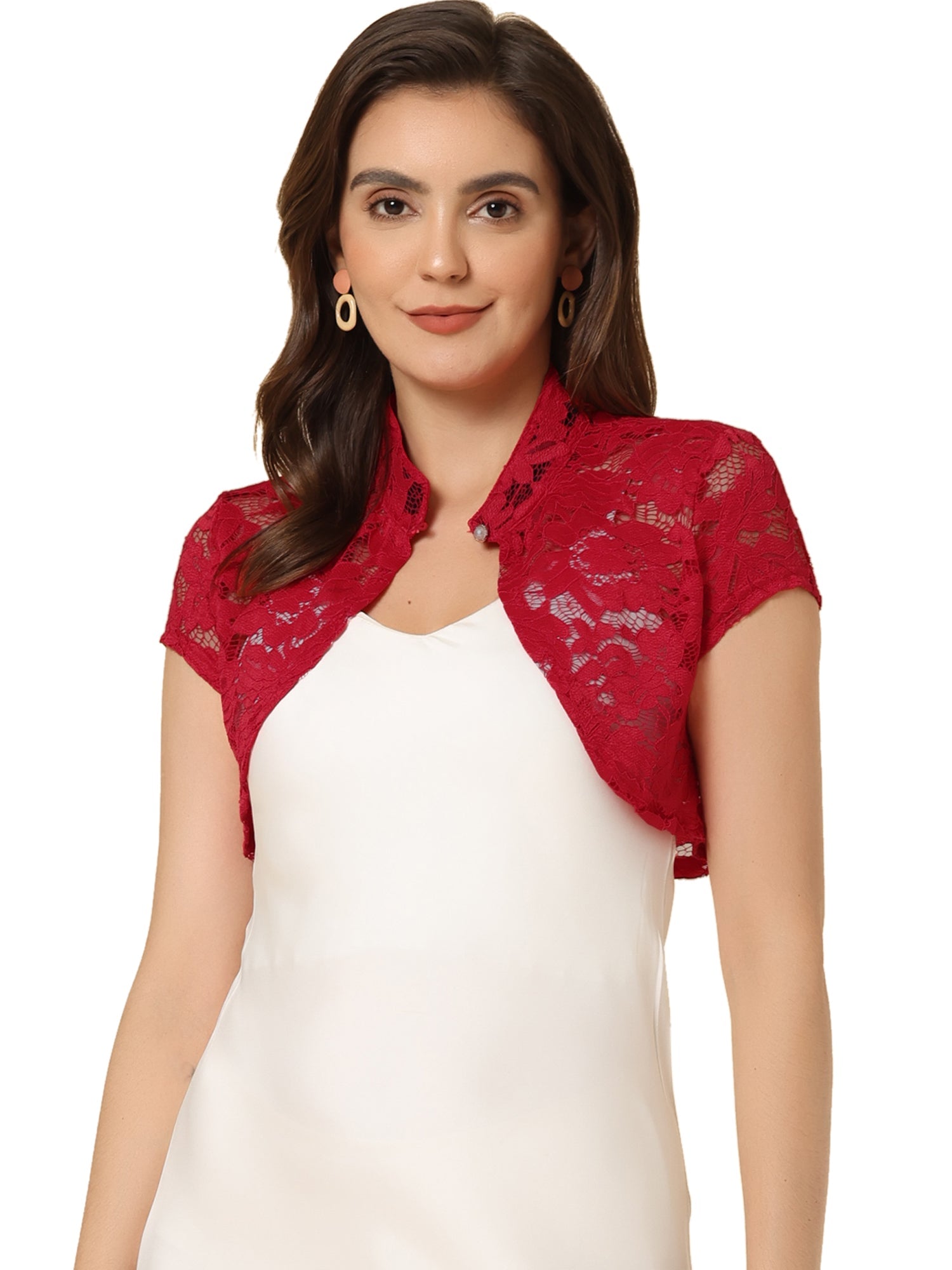 Lace Cardigan Stand Collar Short Elegant Shrug