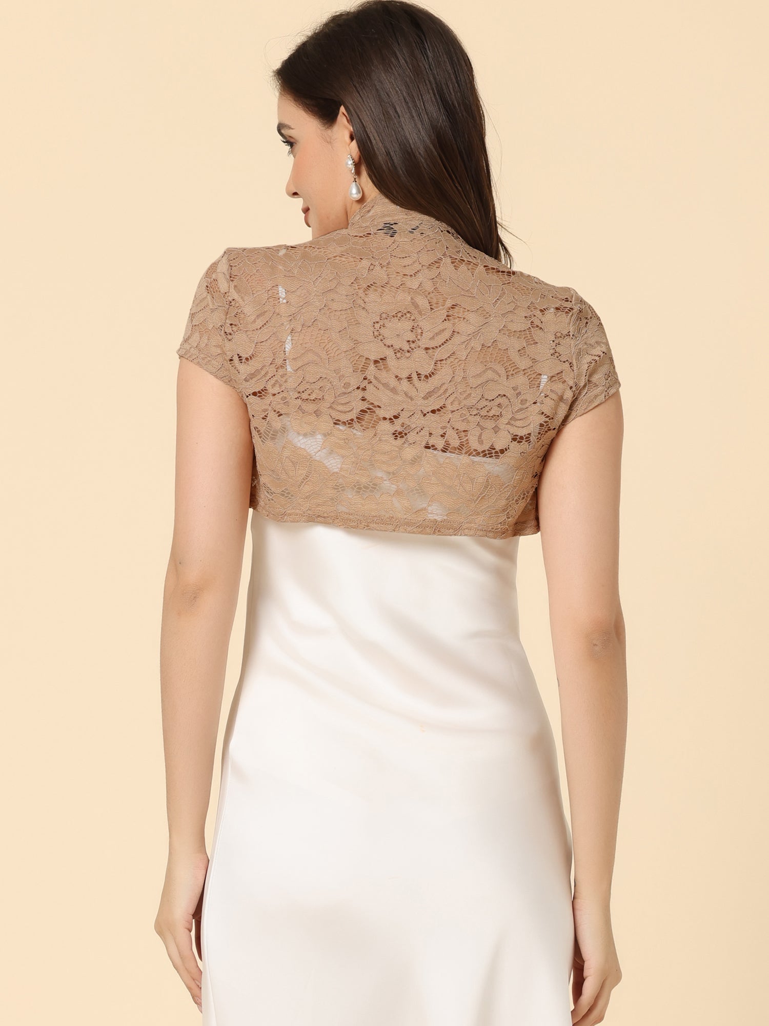 Lace Cardigan Stand Collar Short Elegant Shrug