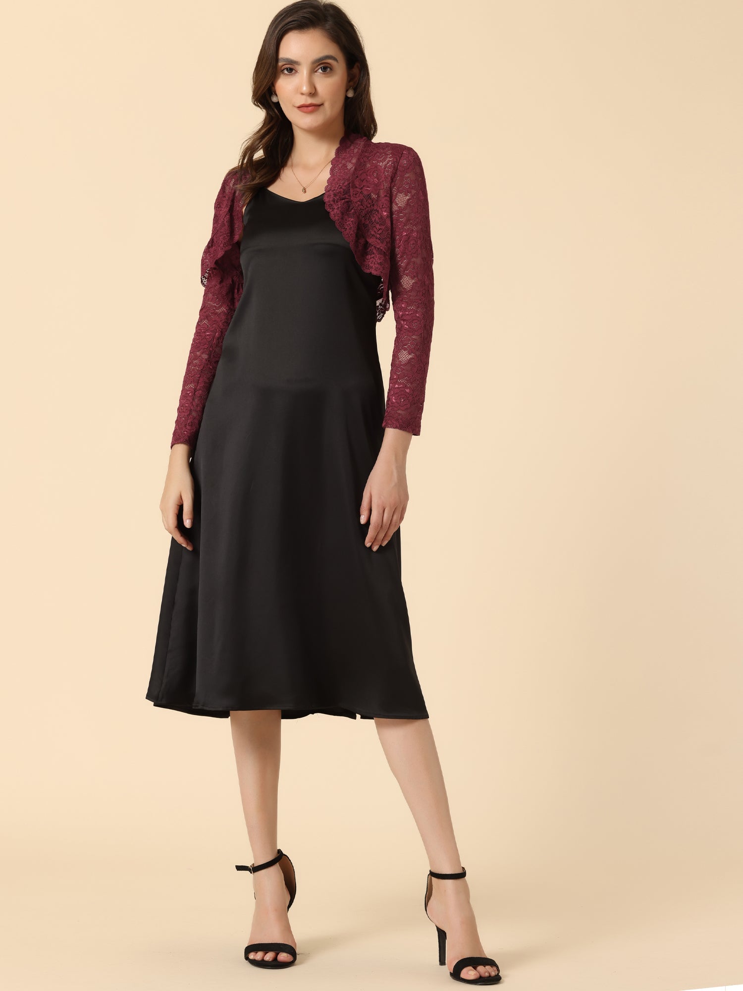 Elegant Sheer Floral Lace Cropped Bolero Shrugs