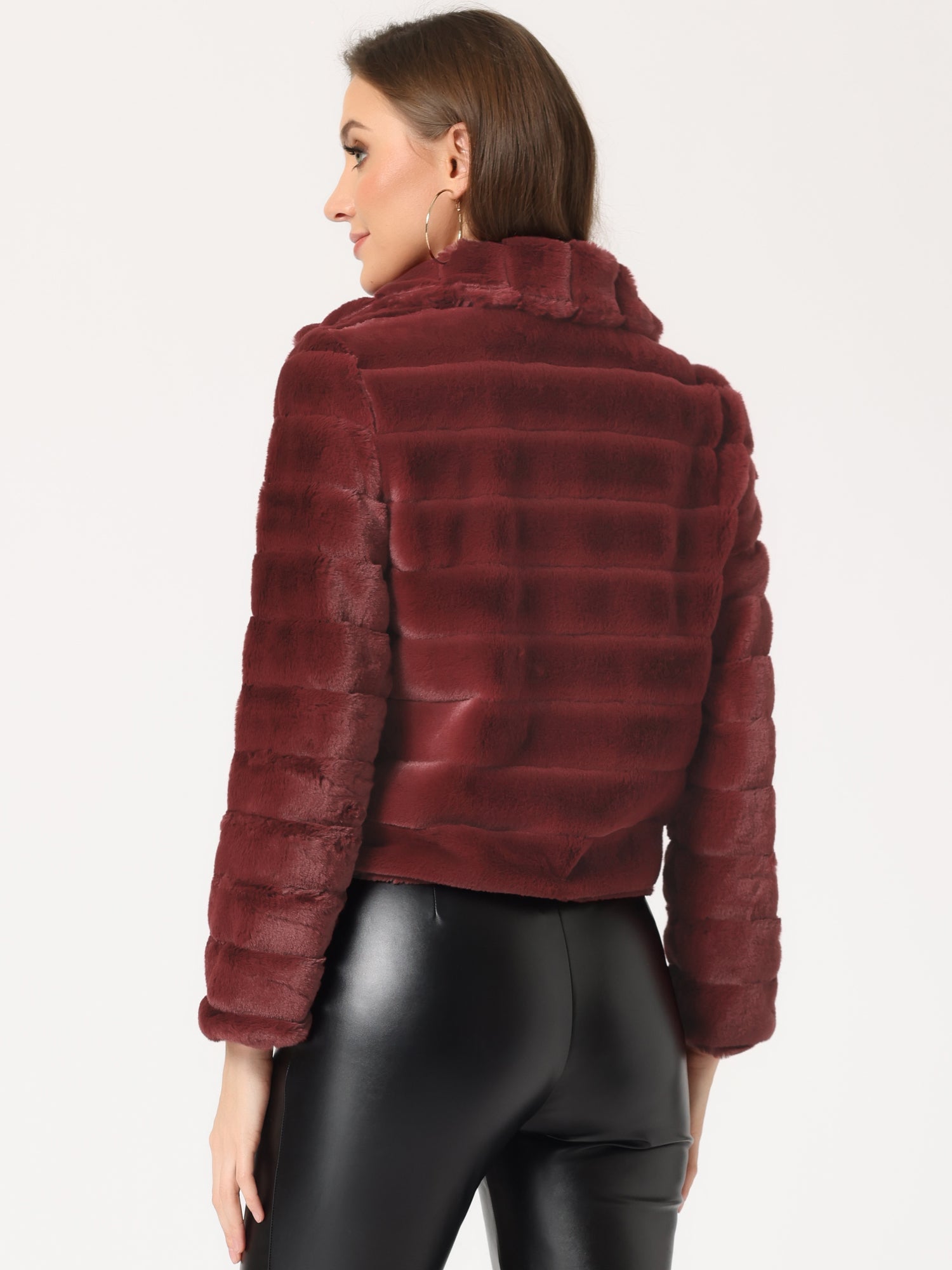 Fluffy Collar Warm Winter Cropped Faux Fur Coat
